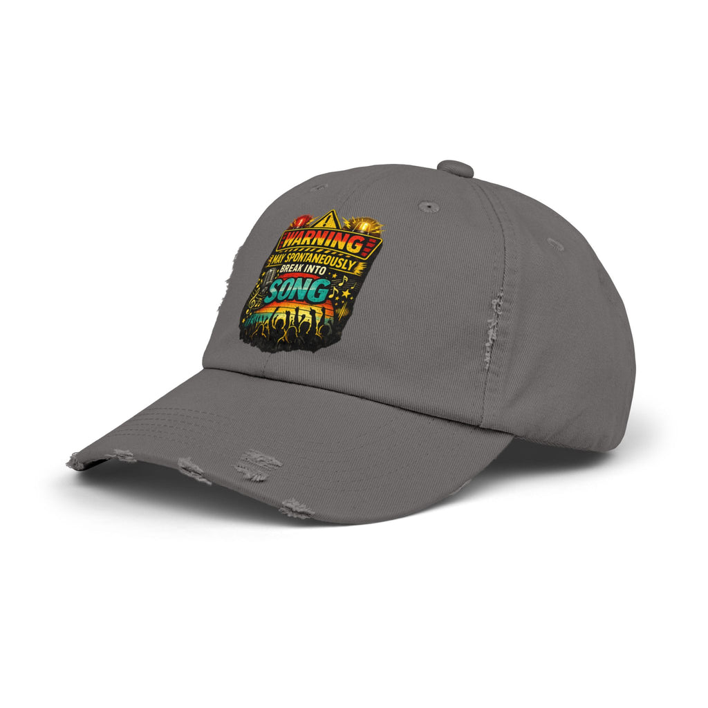 Distressed Cap — "Warning I May Spontaneously Break Into Song" Music Lover Hat