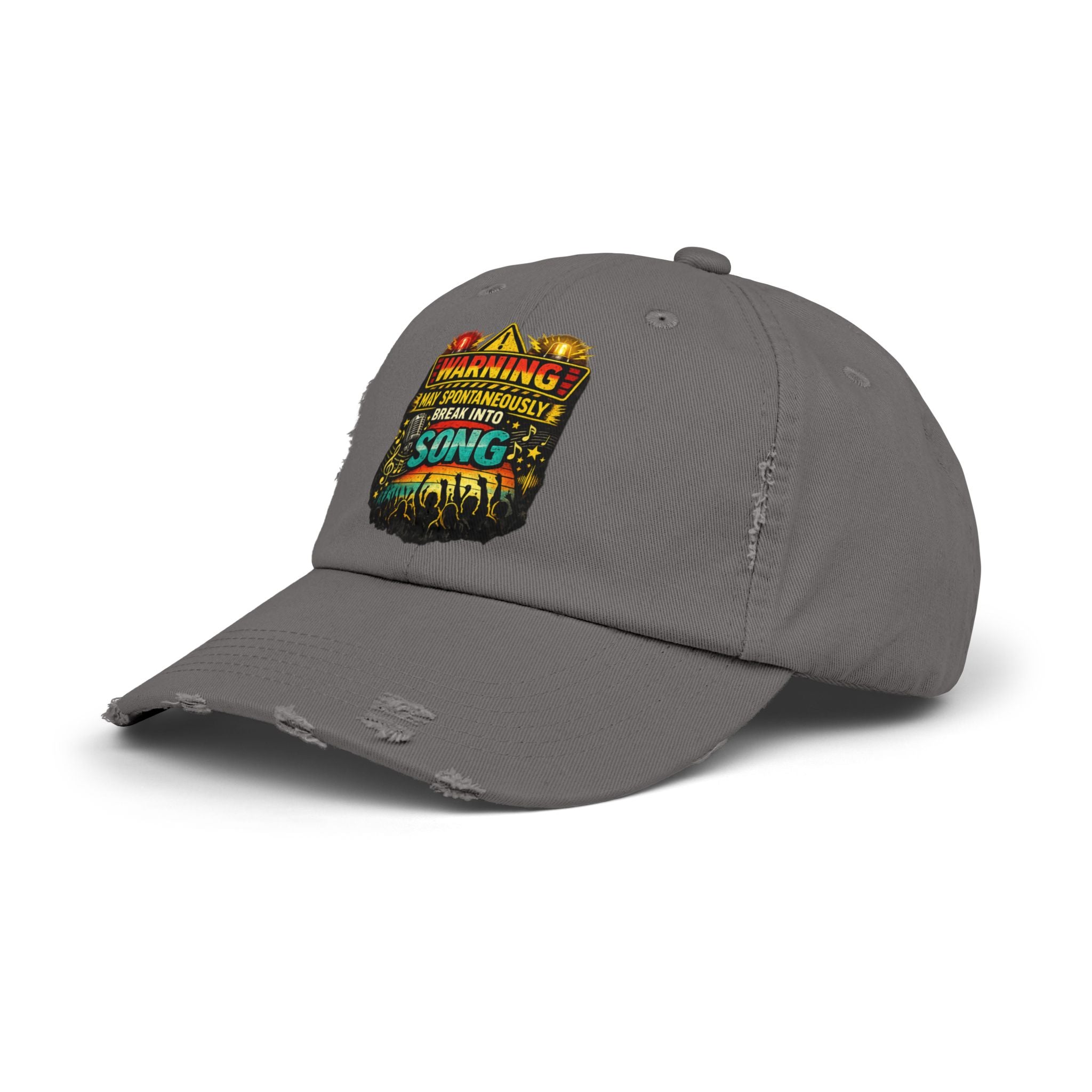 Distressed Cap — "Warning I May Spontaneously Break Into Song" Music Lover Hat