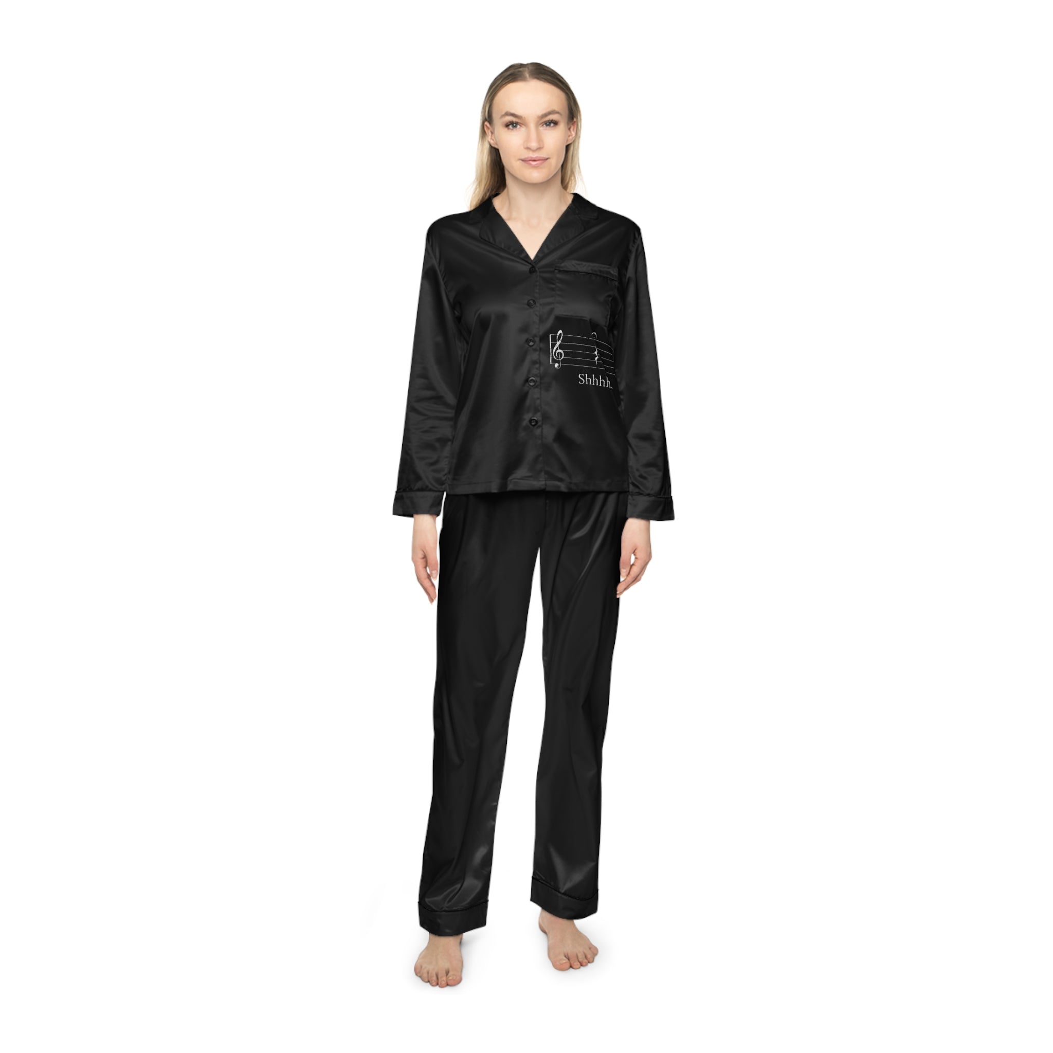 Black Satin Pajama Set — Women’s Luxe Sleepwear