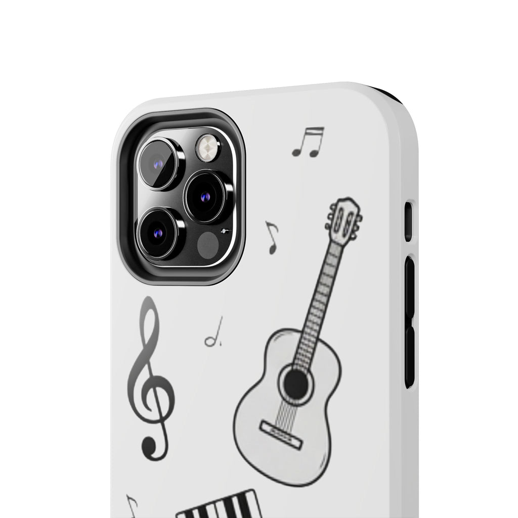 Black Music Icons Tough Phone Case | Guitar, Microphone, Keyboard, Headphones