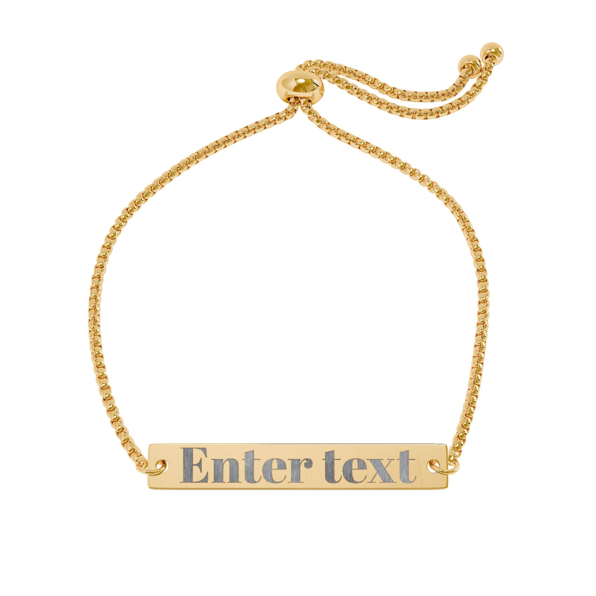 Engravable Gold Bar Bracelet — Adjustable Personalized Name Bracelet