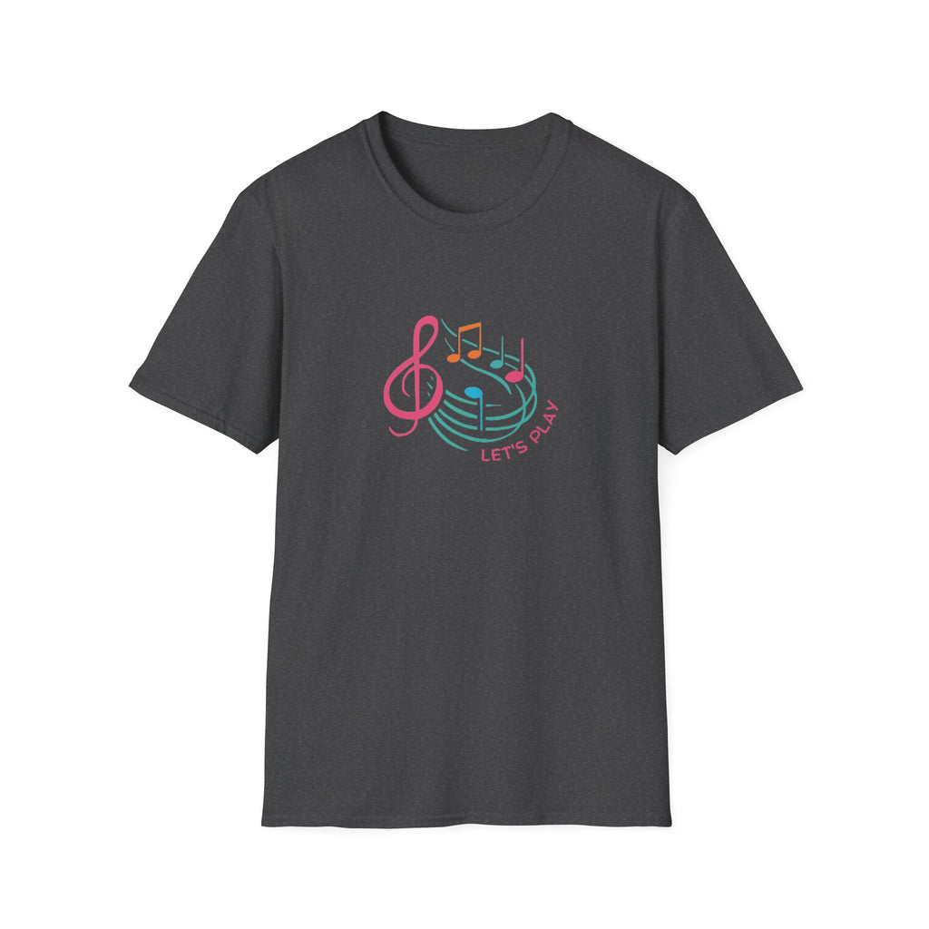 Let's Play Music T-Shirt — Colorful Treble Clef & Notes Graphic