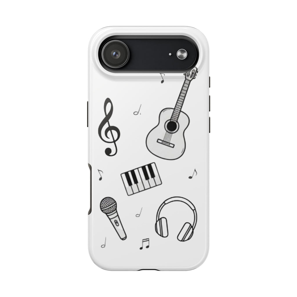 Black Music Icons Tough Phone Case | Guitar, Microphone, Keyboard, Headphones