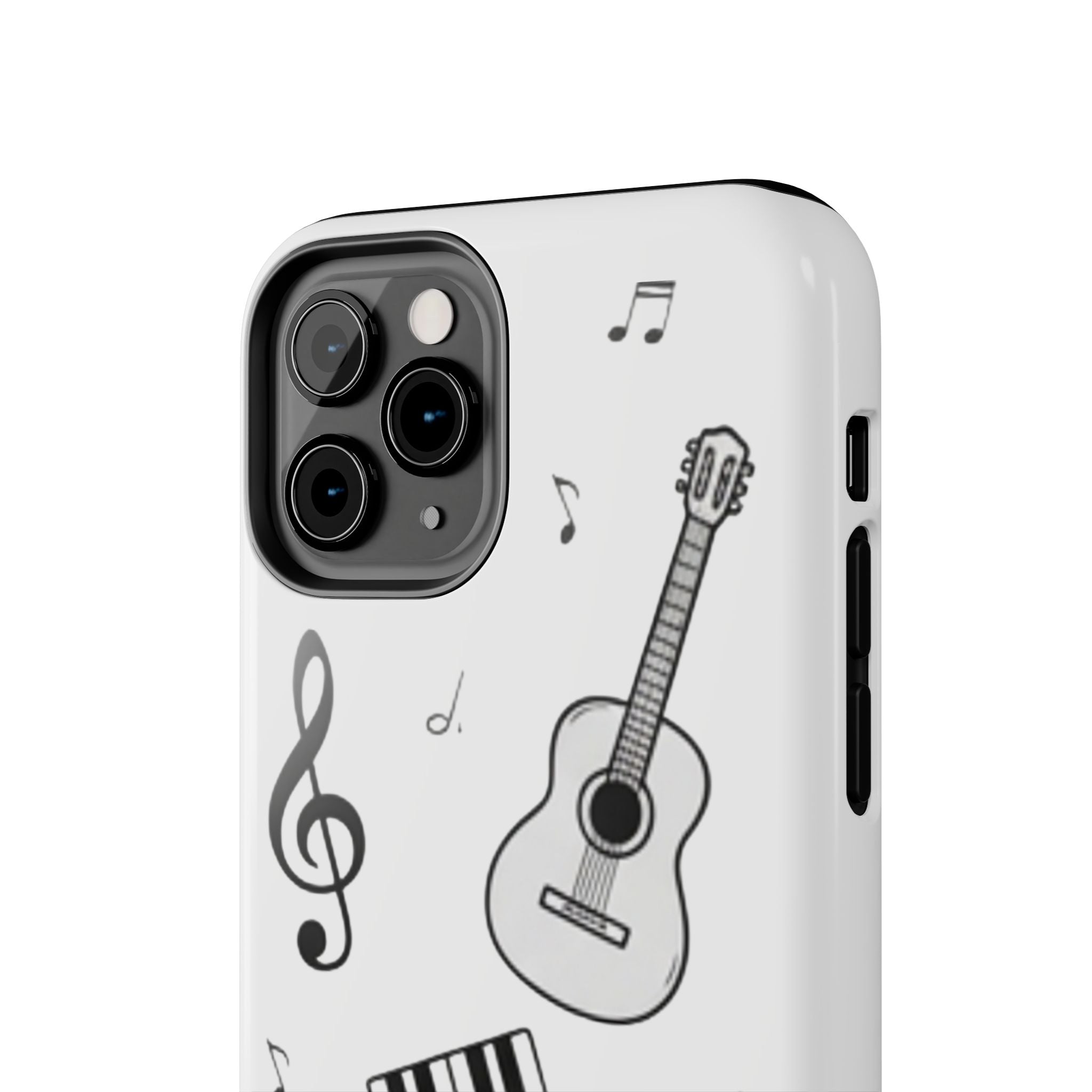 Black Music Icons Tough Phone Case | Guitar, Microphone, Keyboard, Headphones