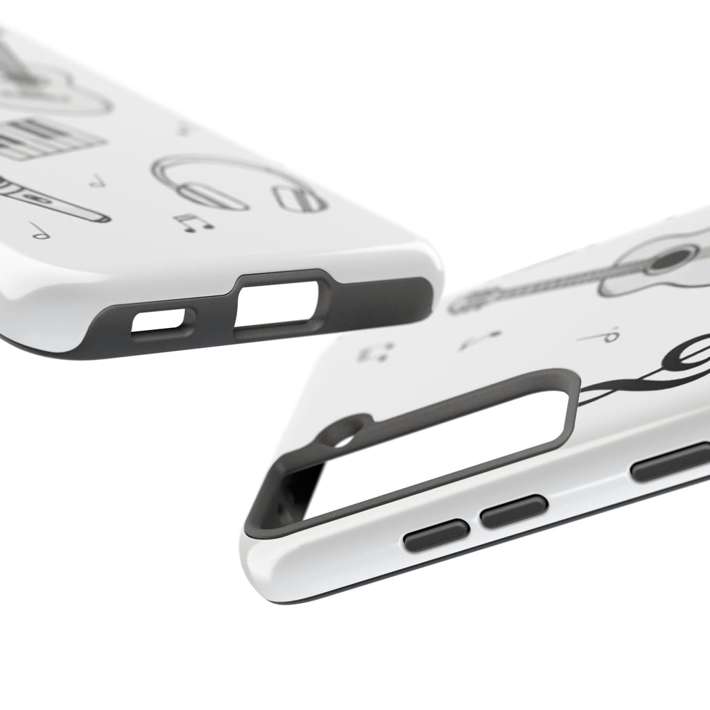 Black Music Icons Tough Phone Case | Guitar, Microphone, Keyboard, Headphones