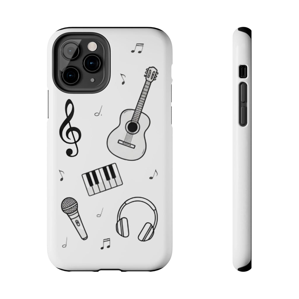 Black Music Icons Tough Phone Case | Guitar, Microphone, Keyboard, Headphones