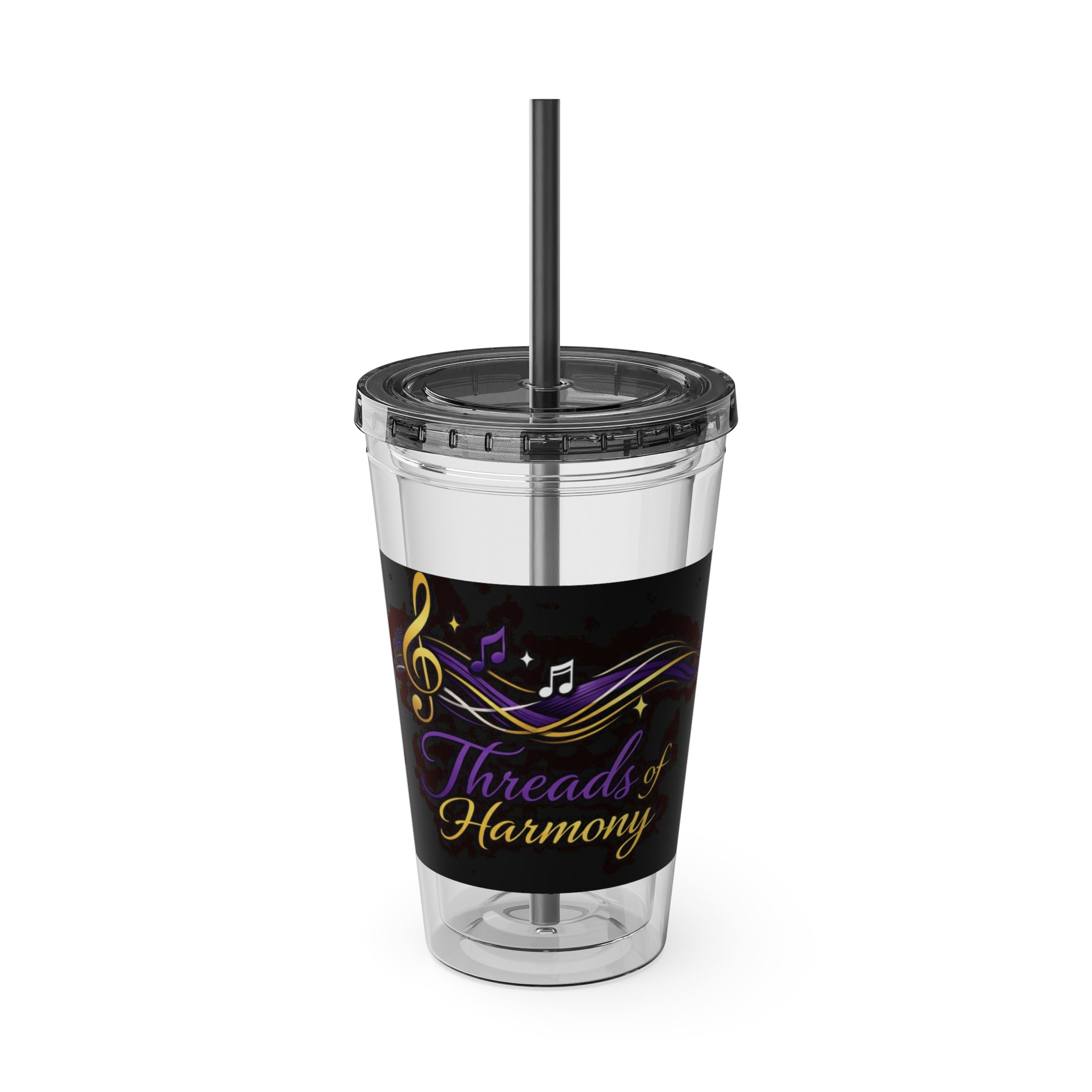 Thread & Harmony 16oz Tumbler with Straw – Music Note Graphic
