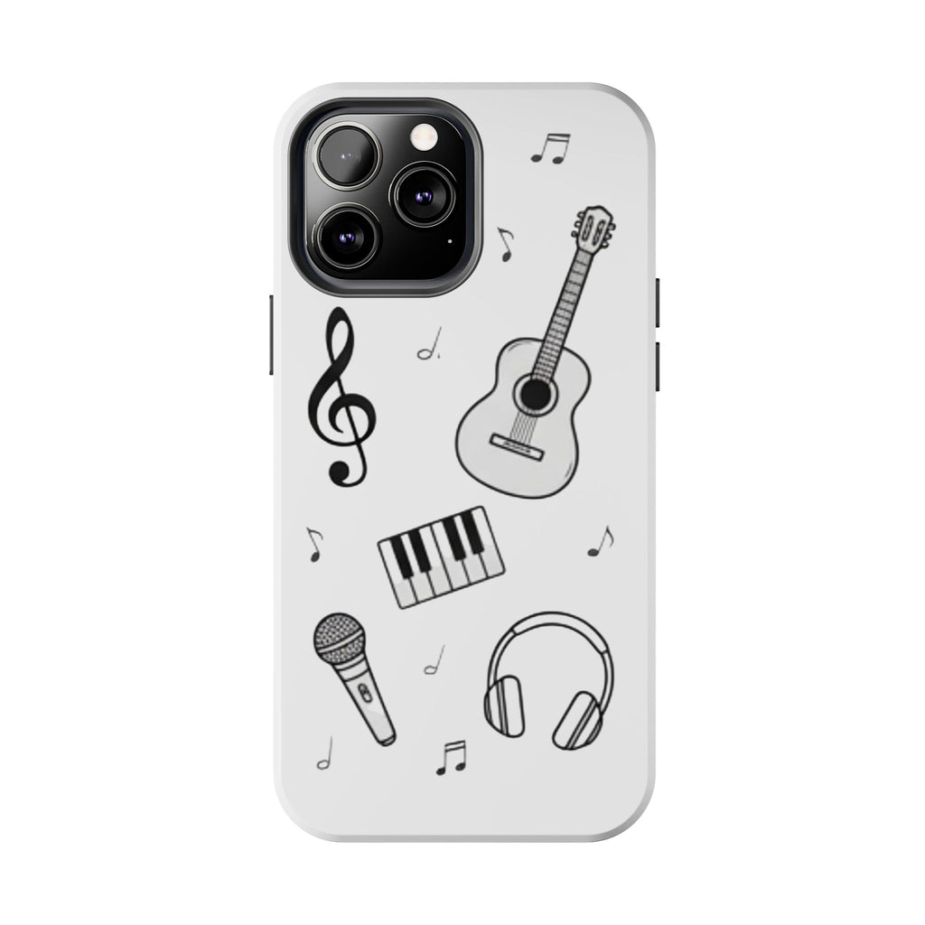 Black Music Icons Tough Phone Case | Guitar, Microphone, Keyboard, Headphones