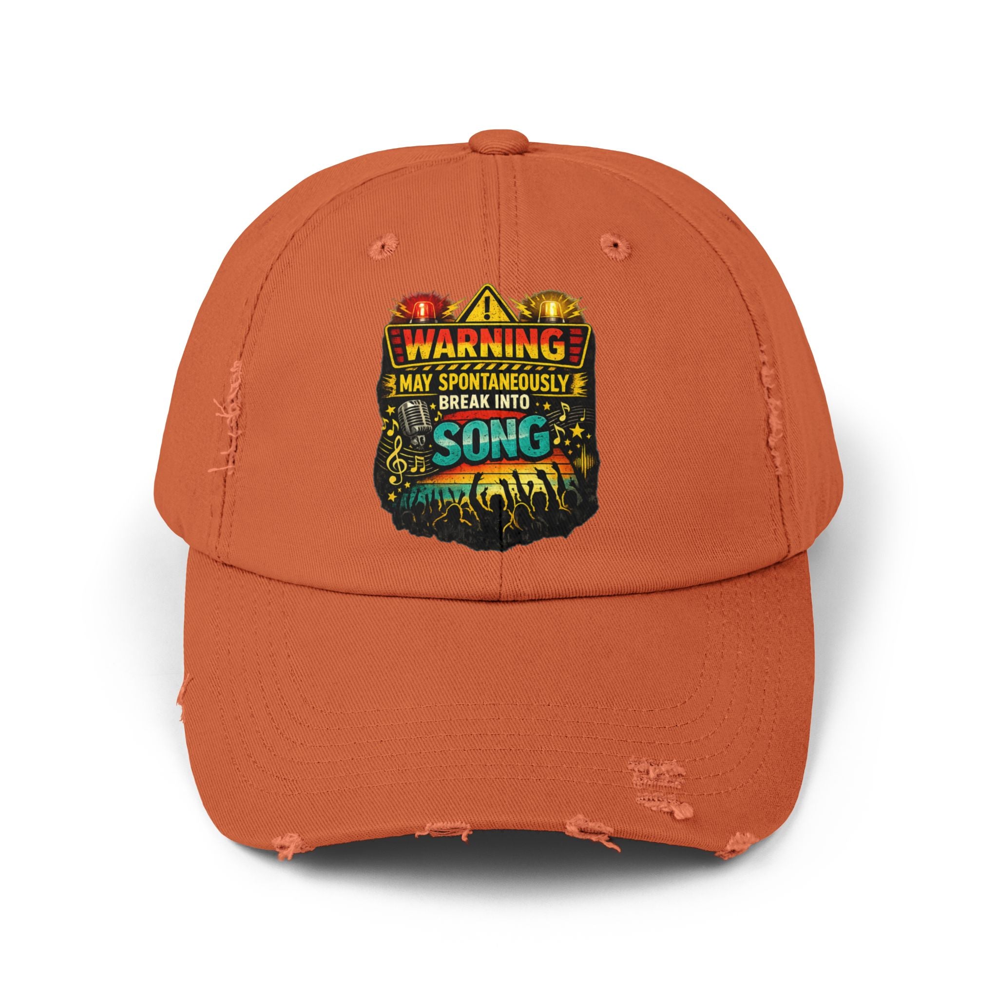 Distressed Cap — "Warning I May Spontaneously Break Into Song" Music Lover Hat