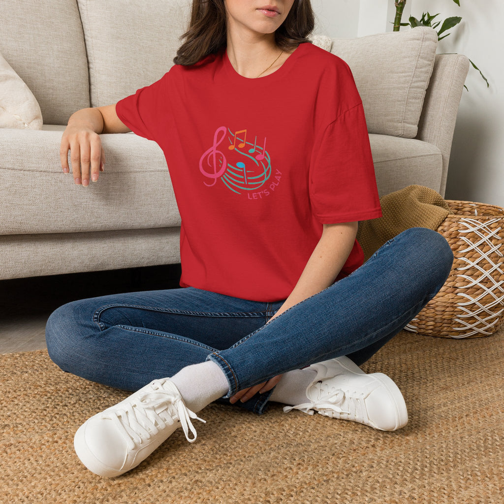 Let's Play Music T-Shirt — Colorful Treble Clef & Notes Graphic