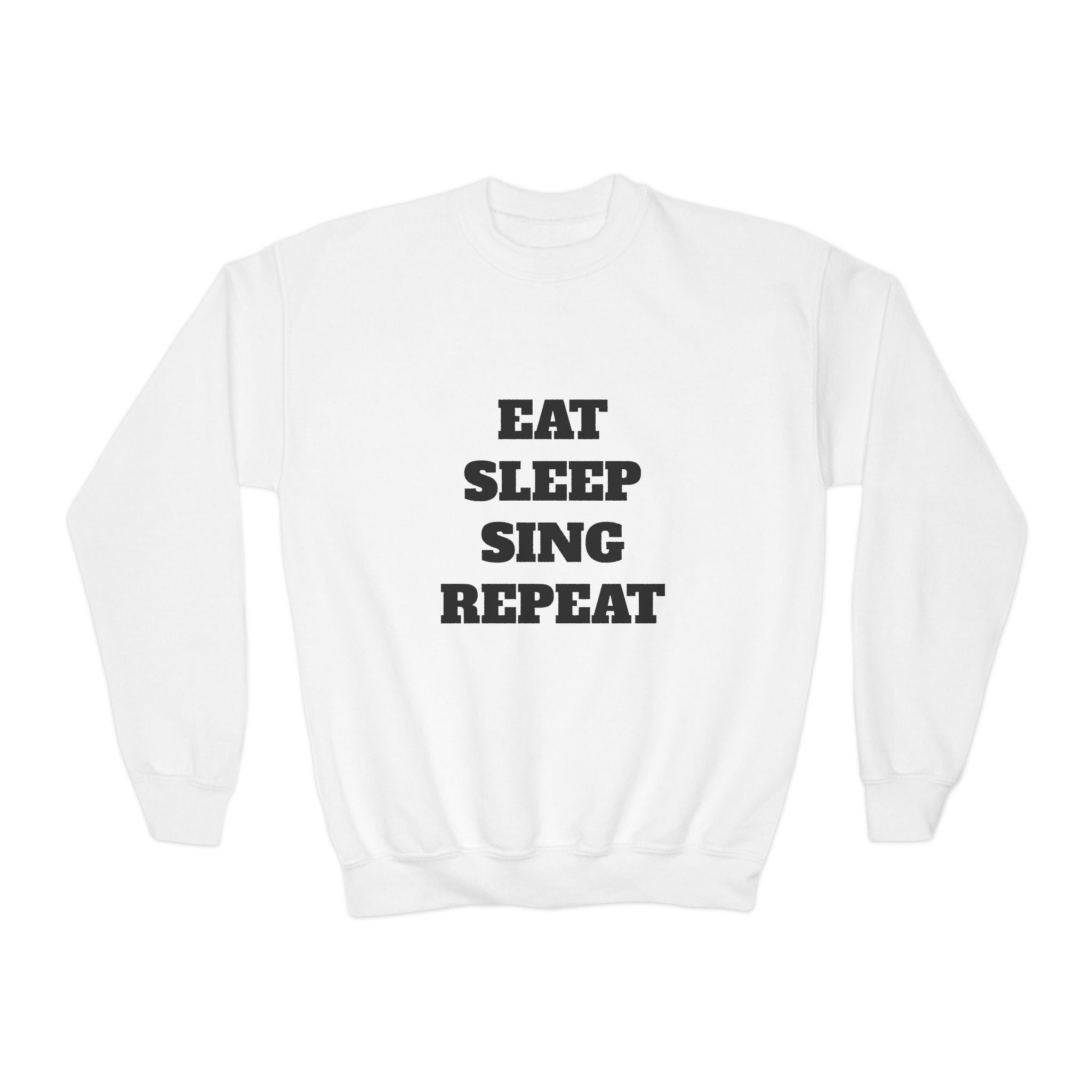 Youth Crewneck Sweatshirt – "Eat Sleep Sing Repeat" Kids Music Lover Pullover