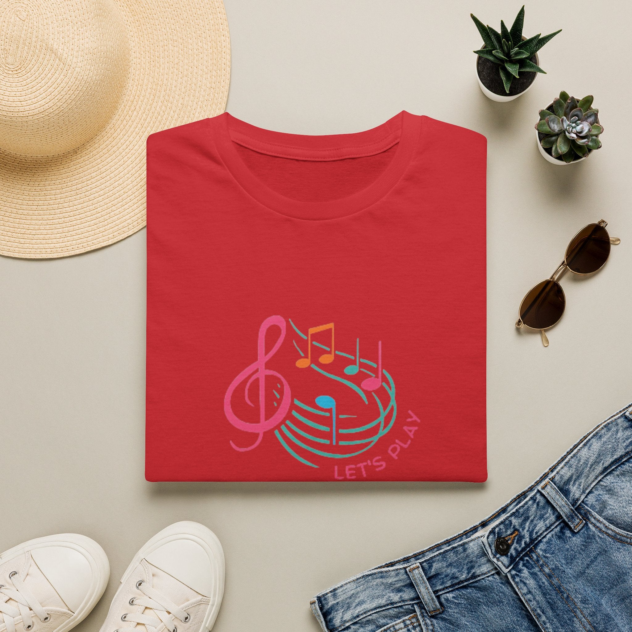 Let's Play Music T-Shirt — Colorful Treble Clef & Notes Graphic