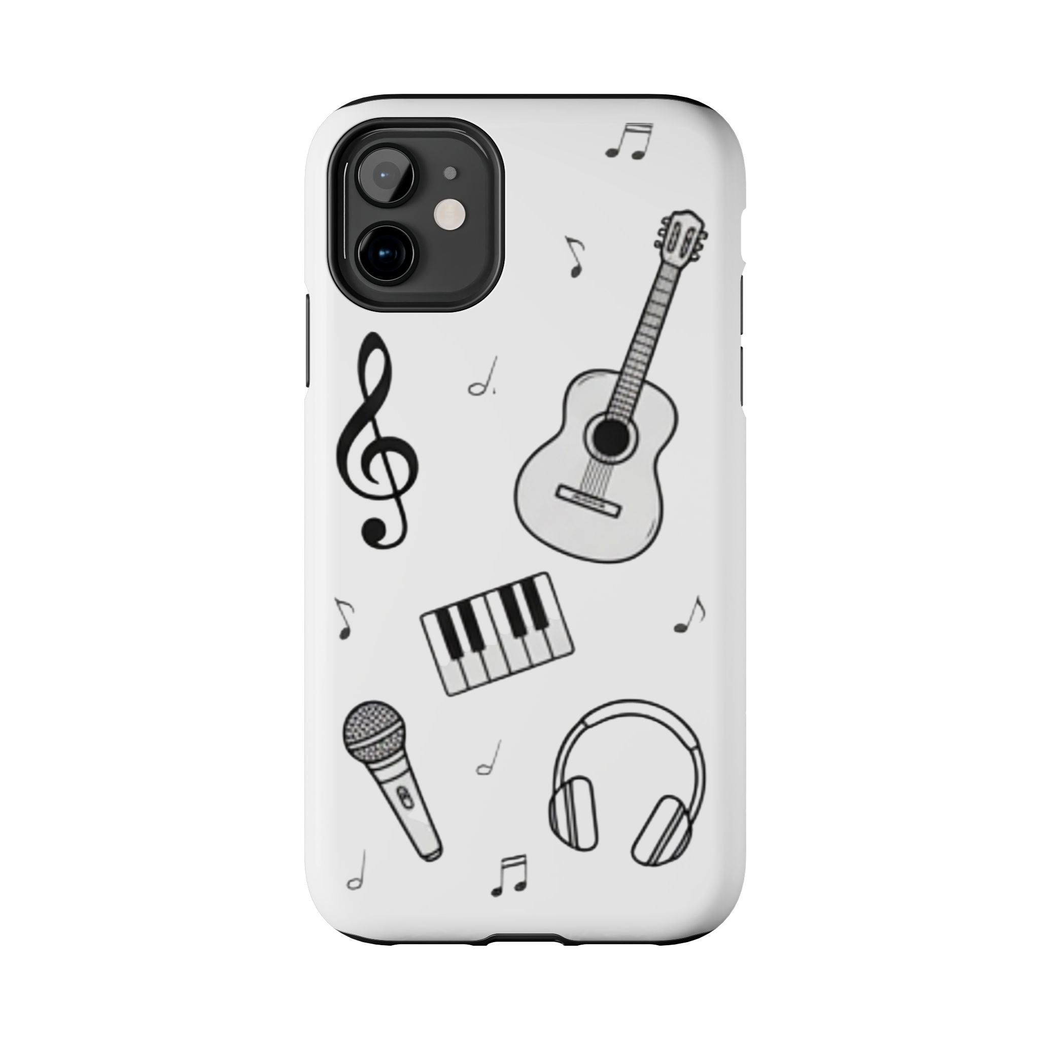 Black Music Icons Tough Phone Case | Guitar, Microphone, Keyboard, Headphones