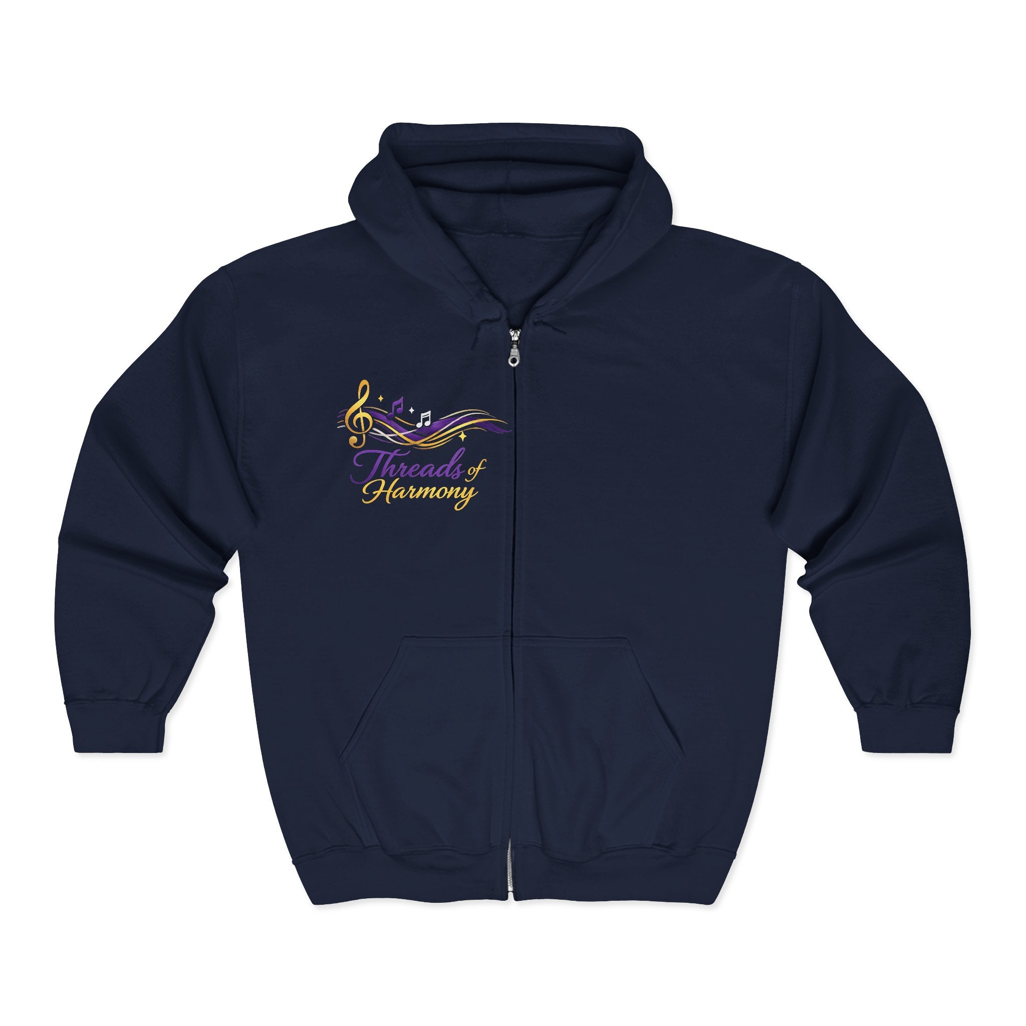 Threads of Harmony Zip Hoodie — Music Note Choir Apparel