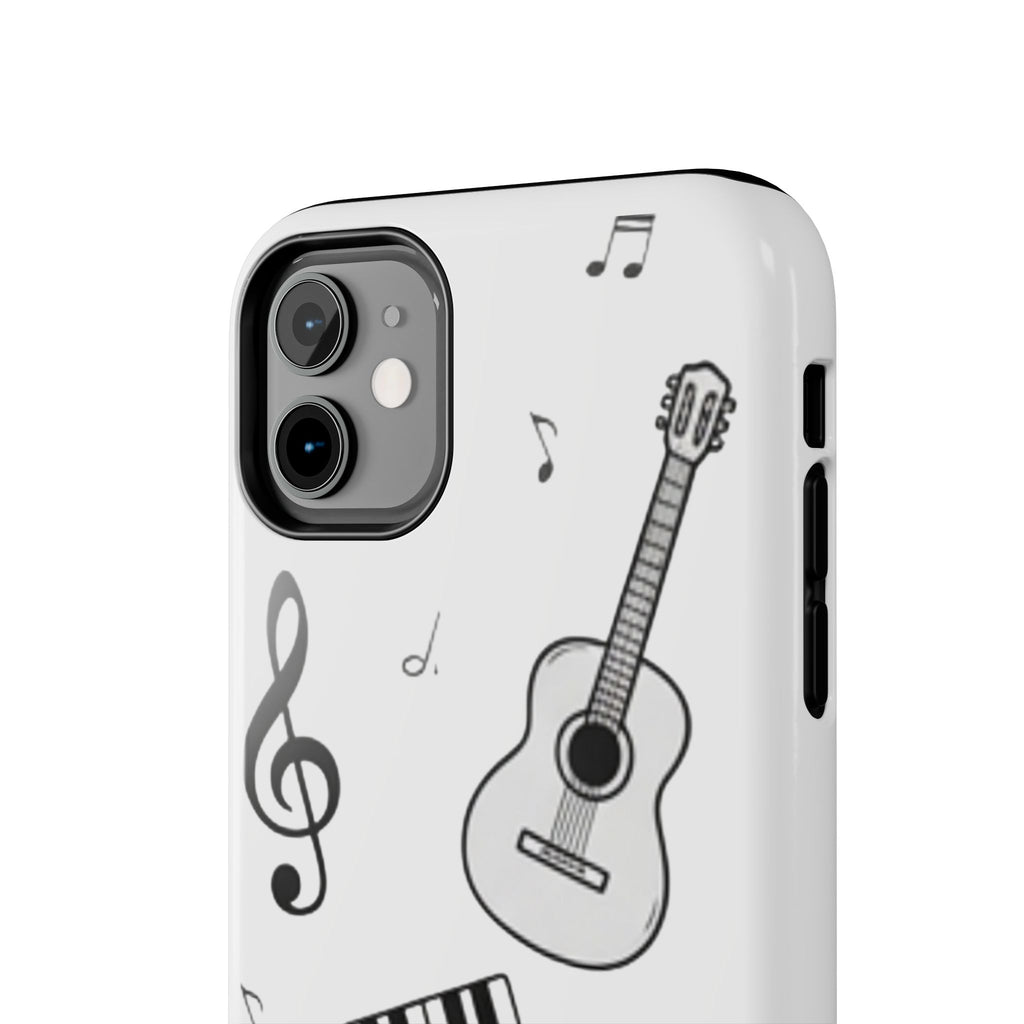 Black Music Icons Tough Phone Case | Guitar, Microphone, Keyboard, Headphones