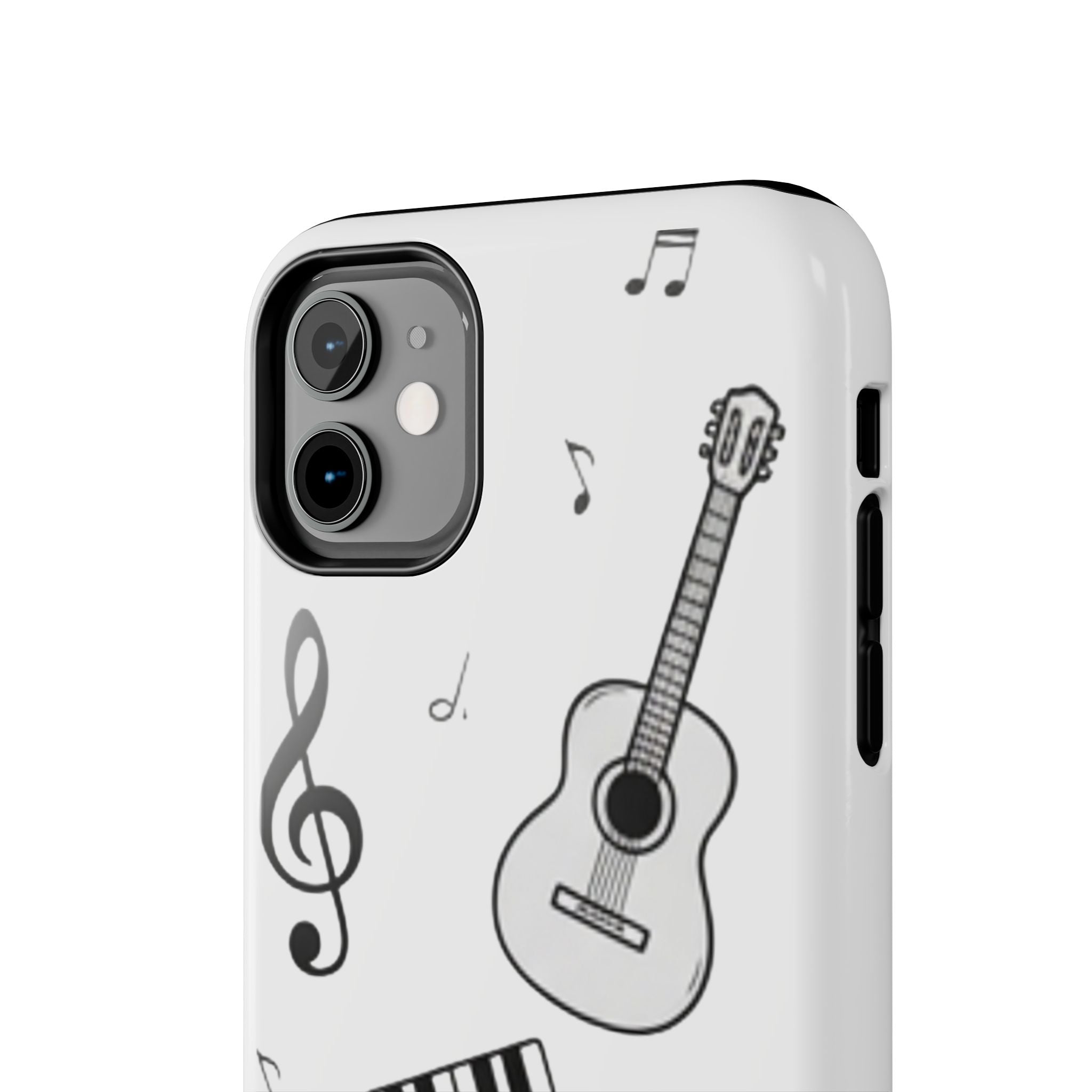 Black Music Icons Tough Phone Case | Guitar, Microphone, Keyboard, Headphones