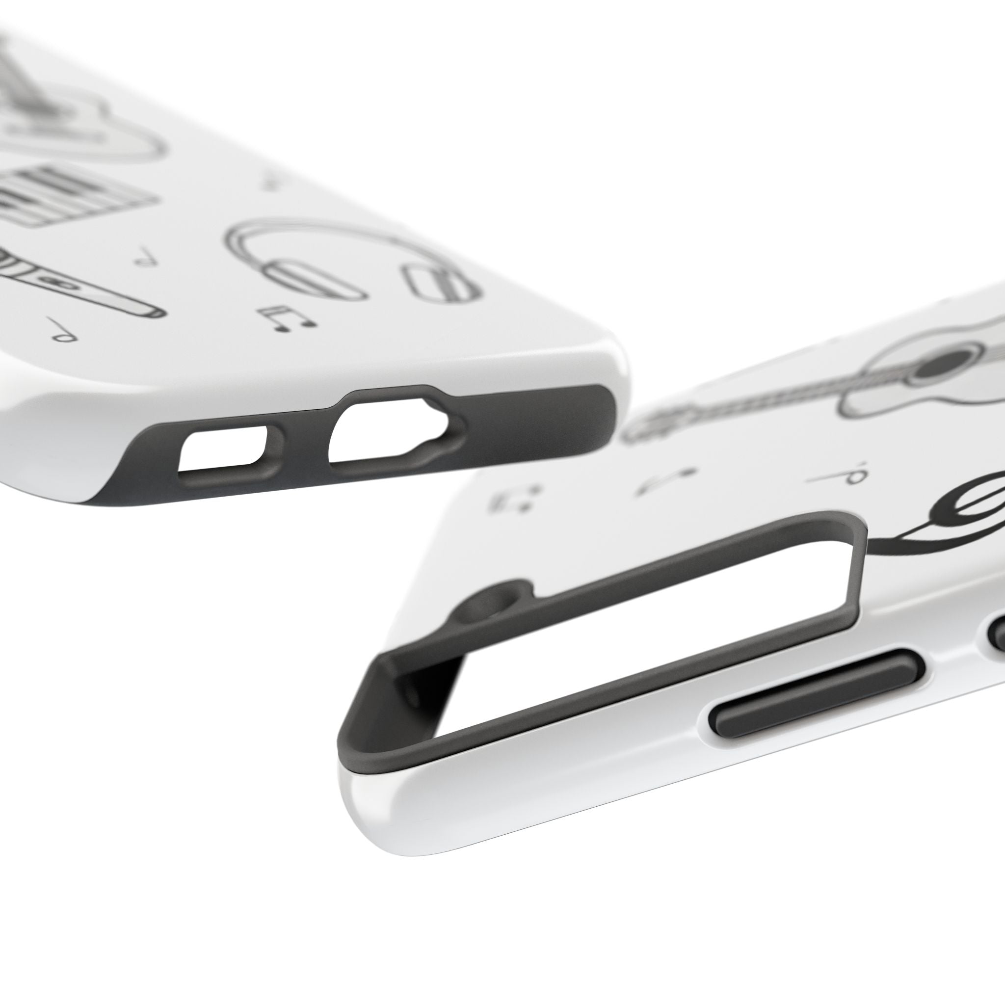 Black Music Icons Tough Phone Case | Guitar, Microphone, Keyboard, Headphones