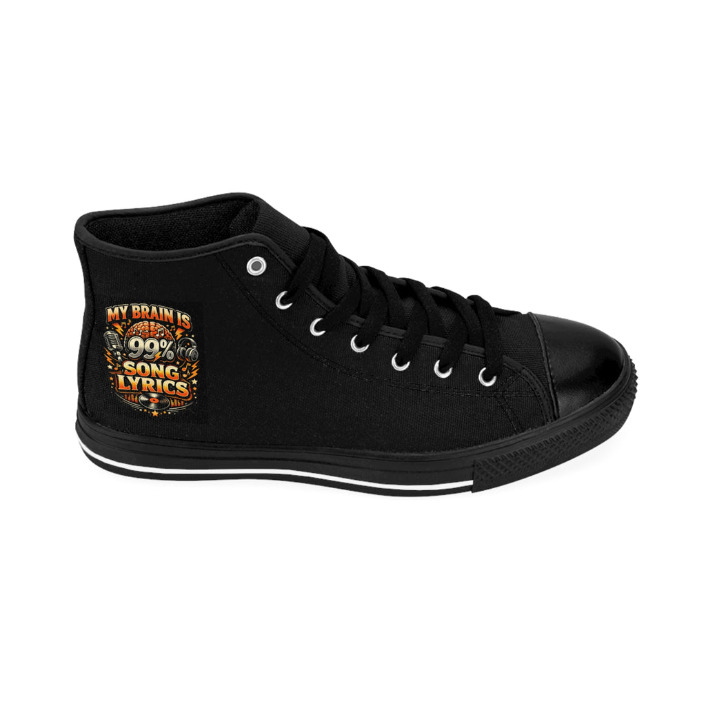 Women's Classic Sneakers — "My Brain Has 100% Song Lyrics" Retro Music High-Tops