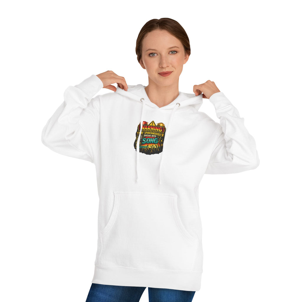 Hoodie — Retro 'Warning: May Break Into Song' Musical Graphic Pullover