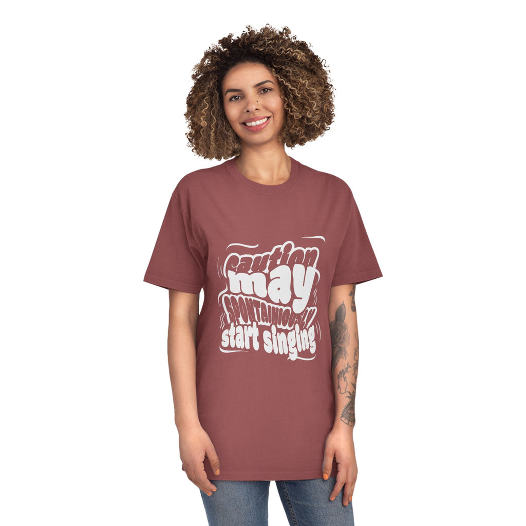 May Start Singing T-Shirt — Retro Wavy Text Graphic Tee
