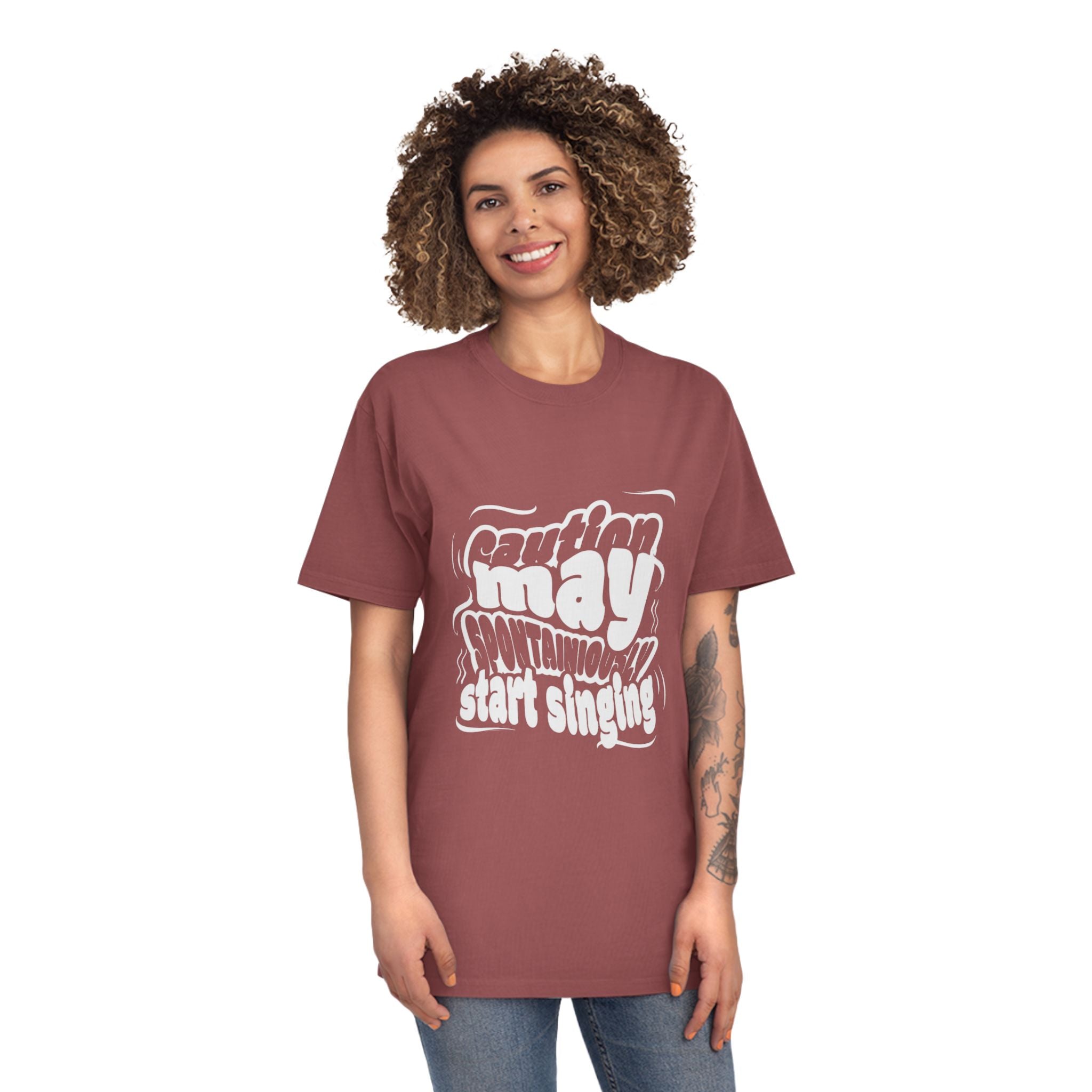 May Start Singing T-Shirt — Retro Wavy Text Graphic Tee