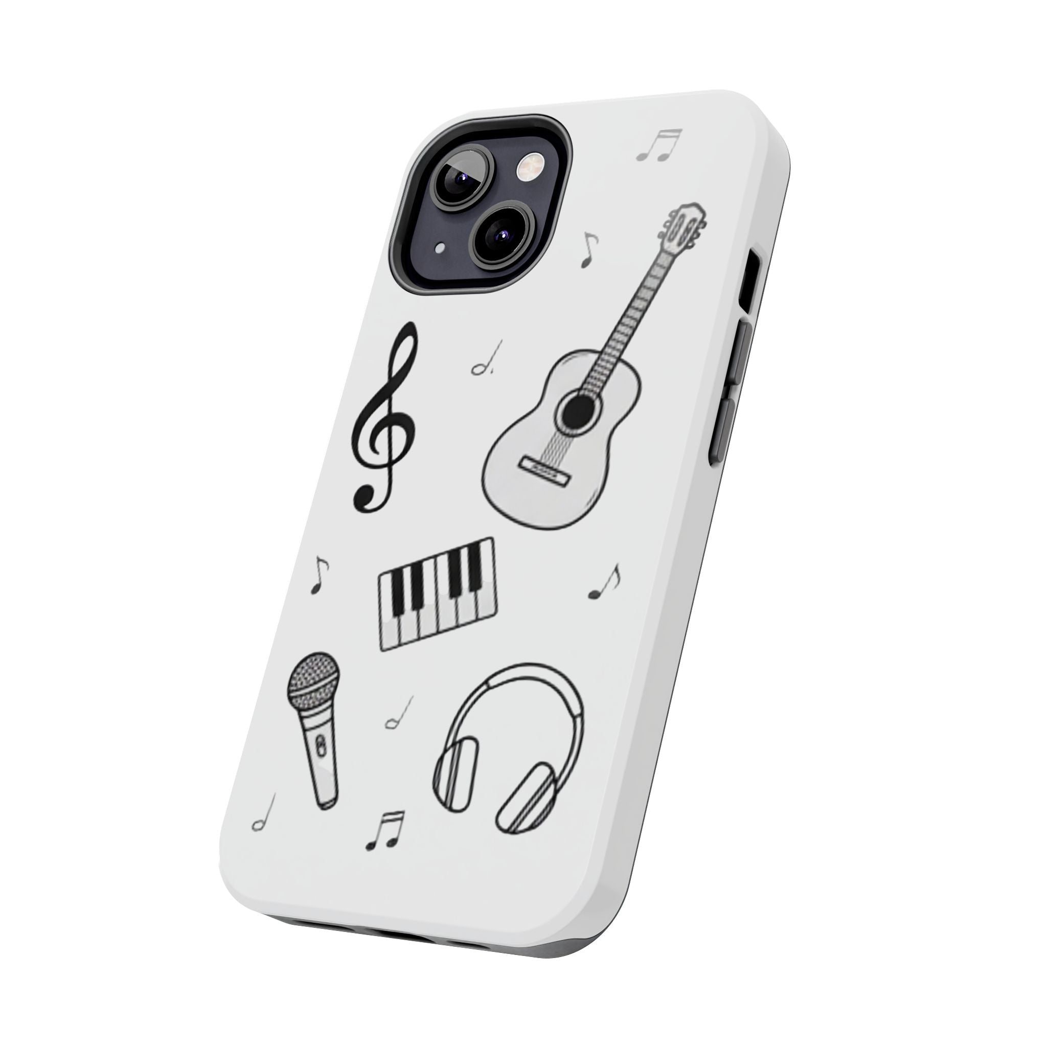 Black Music Icons Tough Phone Case | Guitar, Microphone, Keyboard, Headphones