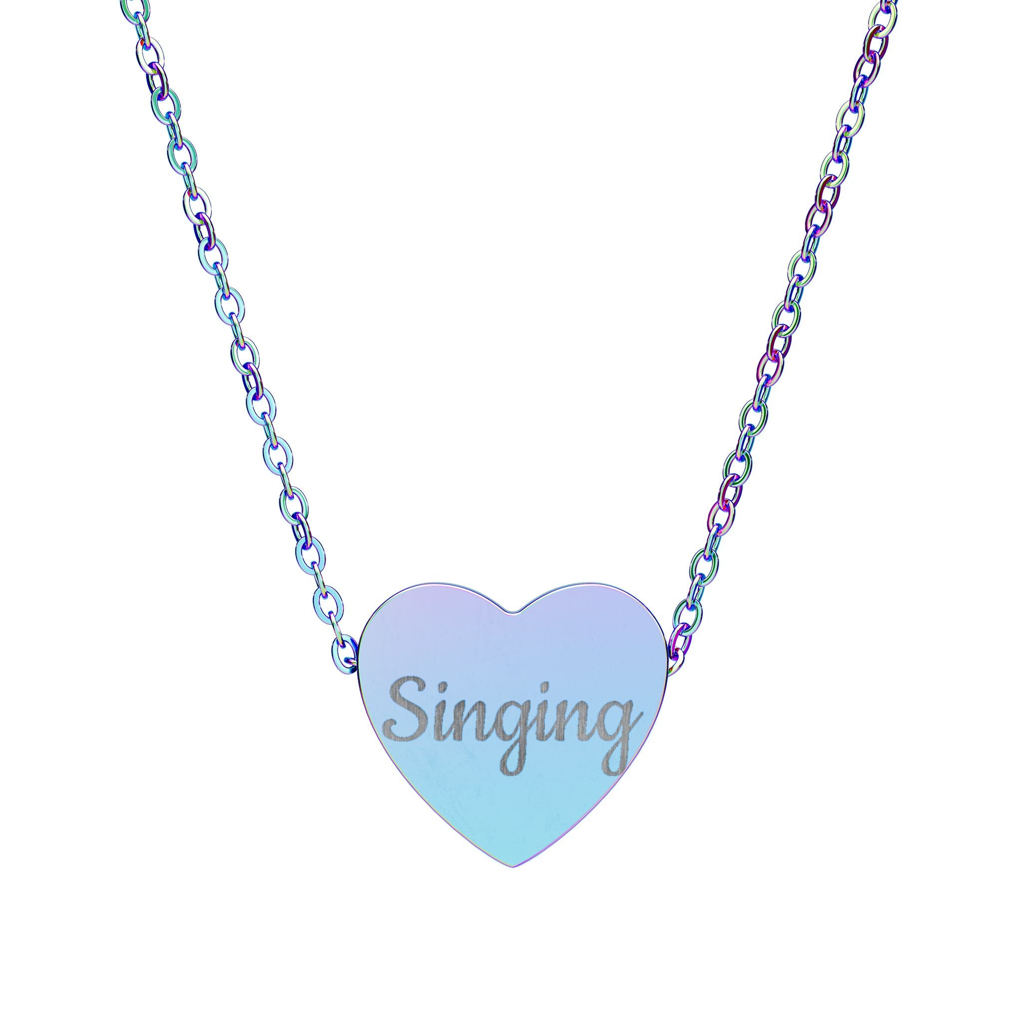 Engraved 'Singing' Heart Necklace — Personalized Music Lover Pendant