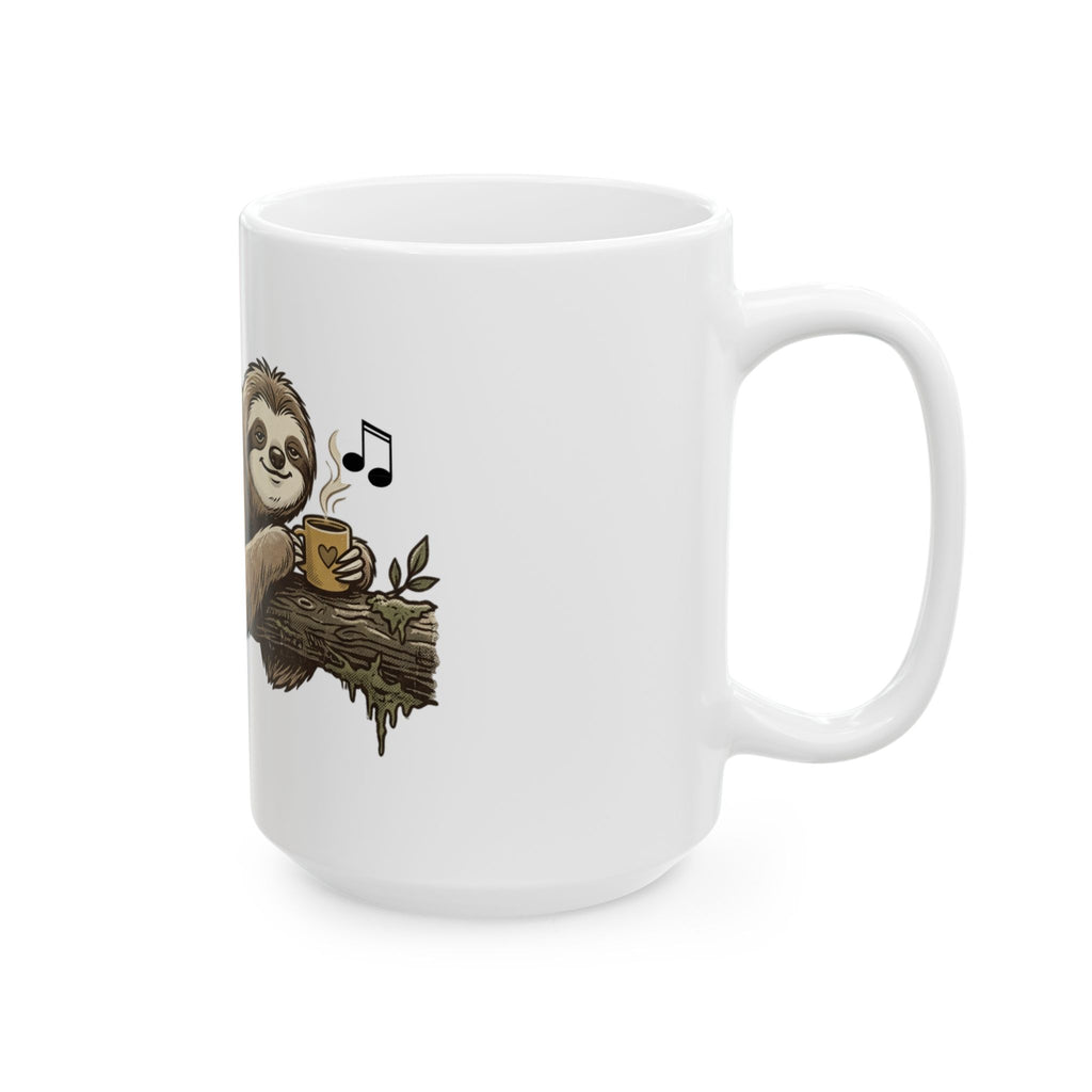 Sloth Coffee Mug — Cute Relaxed Sloth Illustration Ceramic Tea Cup (11oz, 15oz)