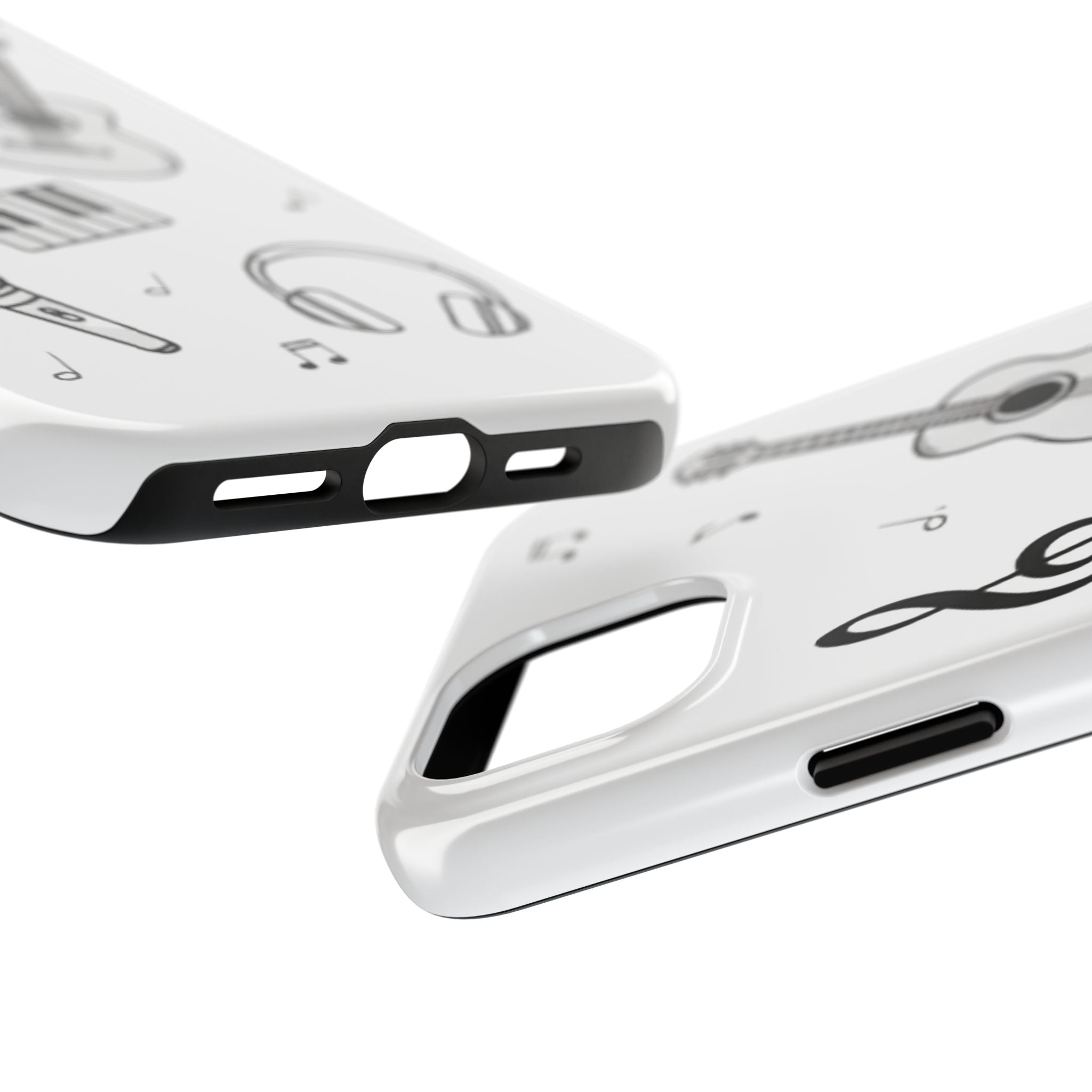 Black Music Icons Tough Phone Case | Guitar, Microphone, Keyboard, Headphones