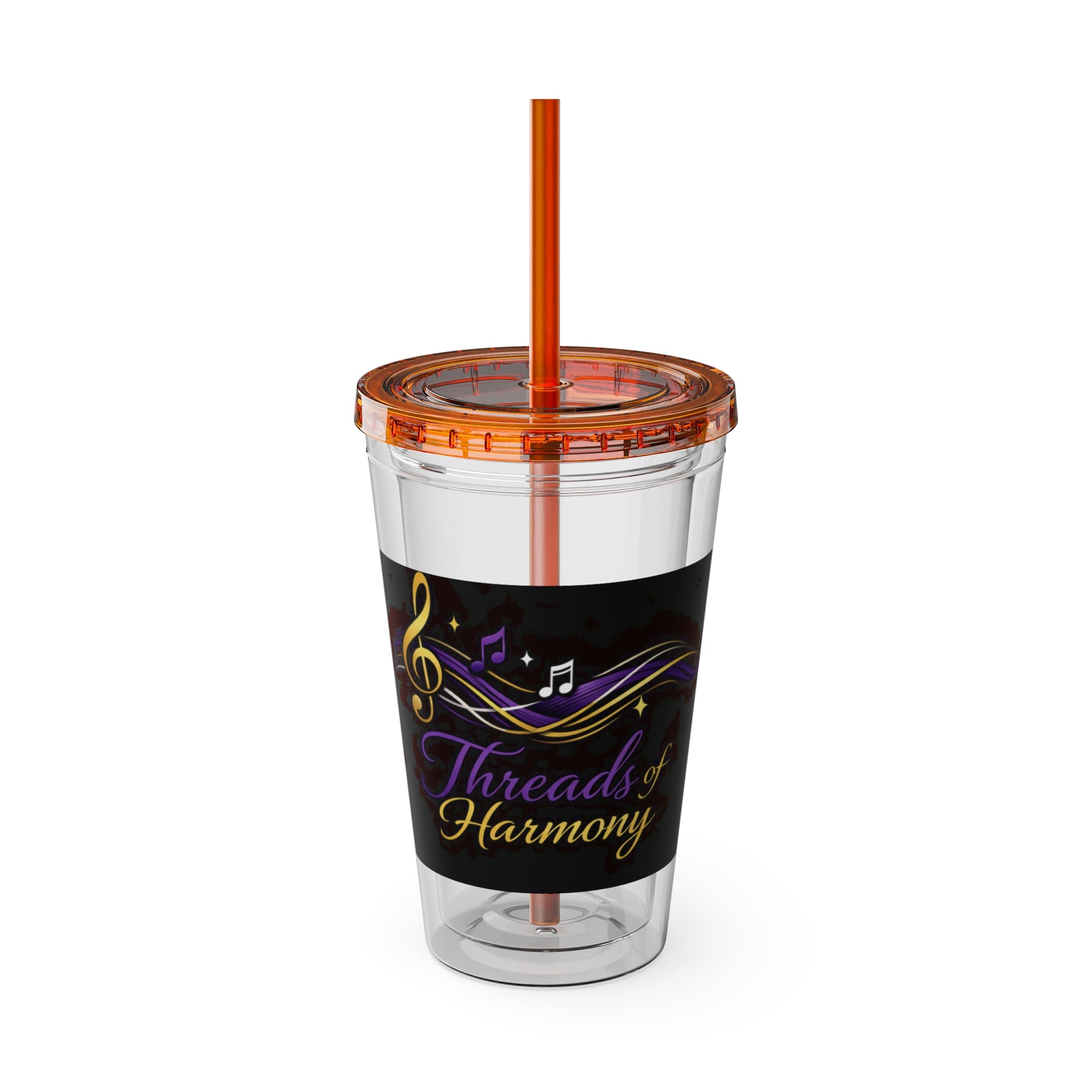 Thread & Harmony 16oz Tumbler with Straw – Music Note Graphic