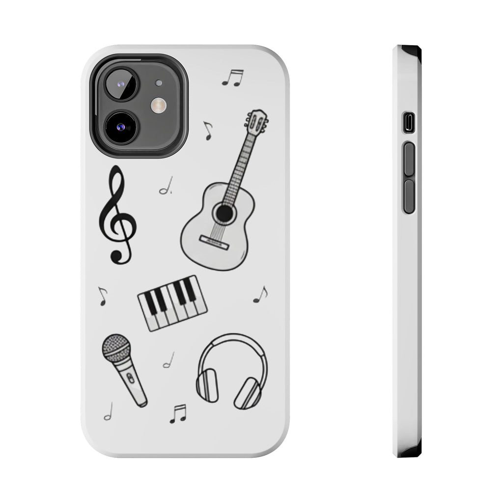 Black Music Icons Tough Phone Case | Guitar, Microphone, Keyboard, Headphones