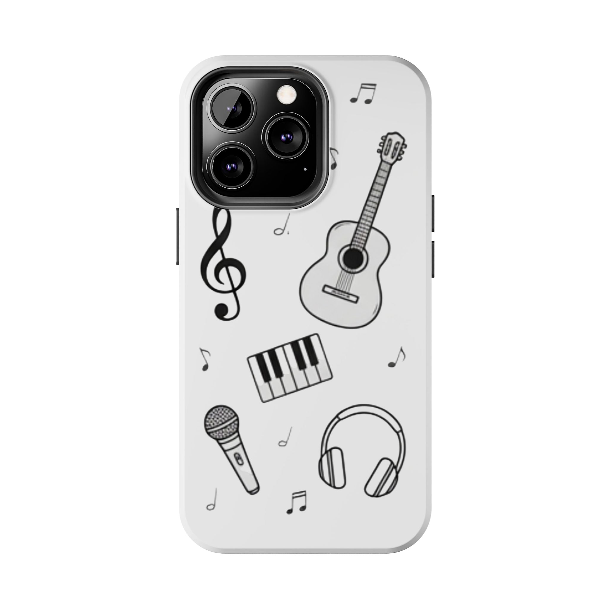 Black Music Icons Tough Phone Case | Guitar, Microphone, Keyboard, Headphones