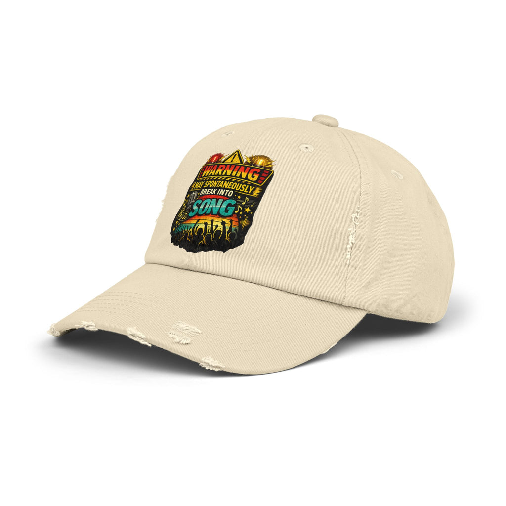 Distressed Cap — "Warning I May Spontaneously Break Into Song" Music Lover Hat