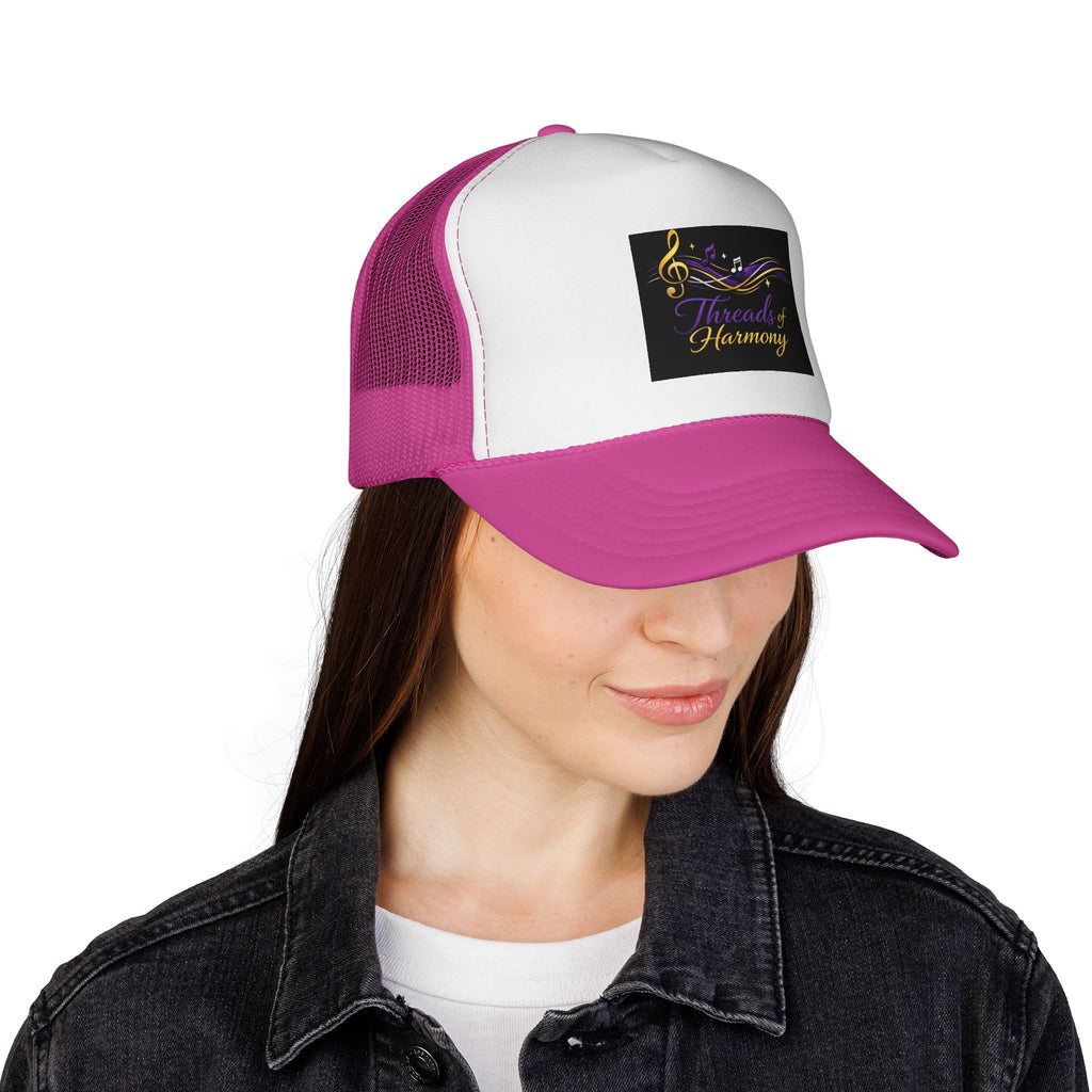 Trucker Cap — "Threads of Harmony" Music Note Embroidered Mesh Hat