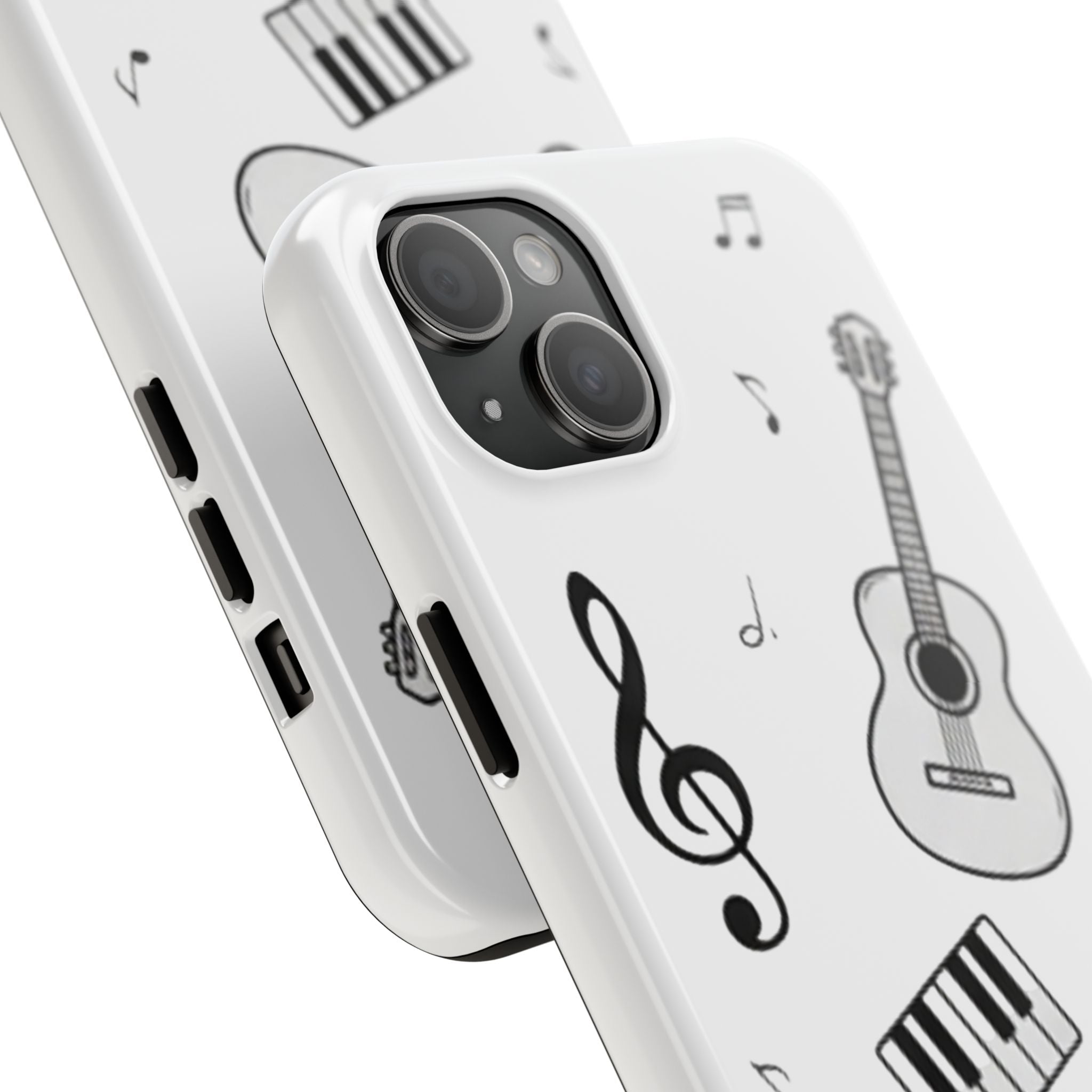 Black Music Icons Tough Phone Case | Guitar, Microphone, Keyboard, Headphones