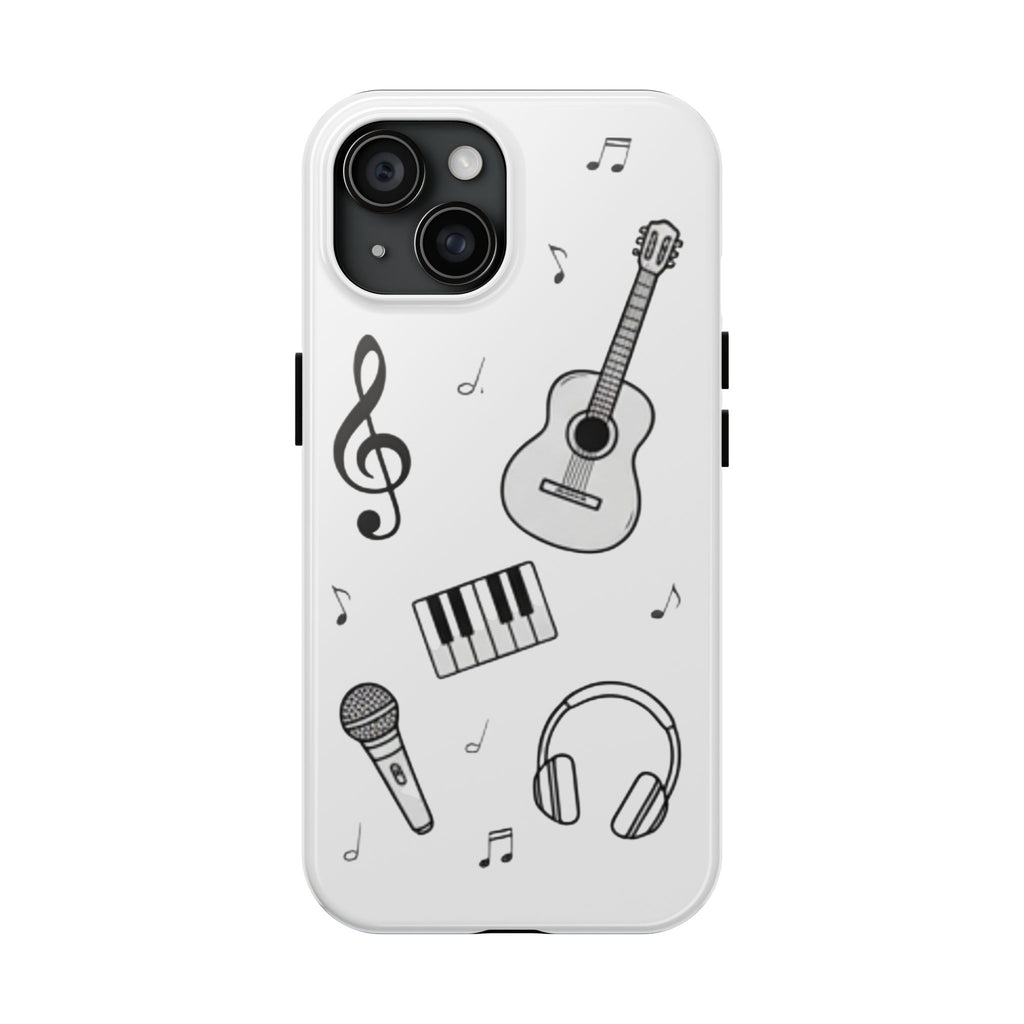 Black Music Icons Tough Phone Case | Guitar, Microphone, Keyboard, Headphones