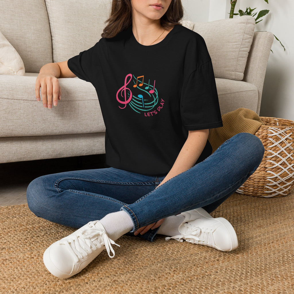 Let's Play Music T-Shirt — Colorful Treble Clef & Notes Graphic
