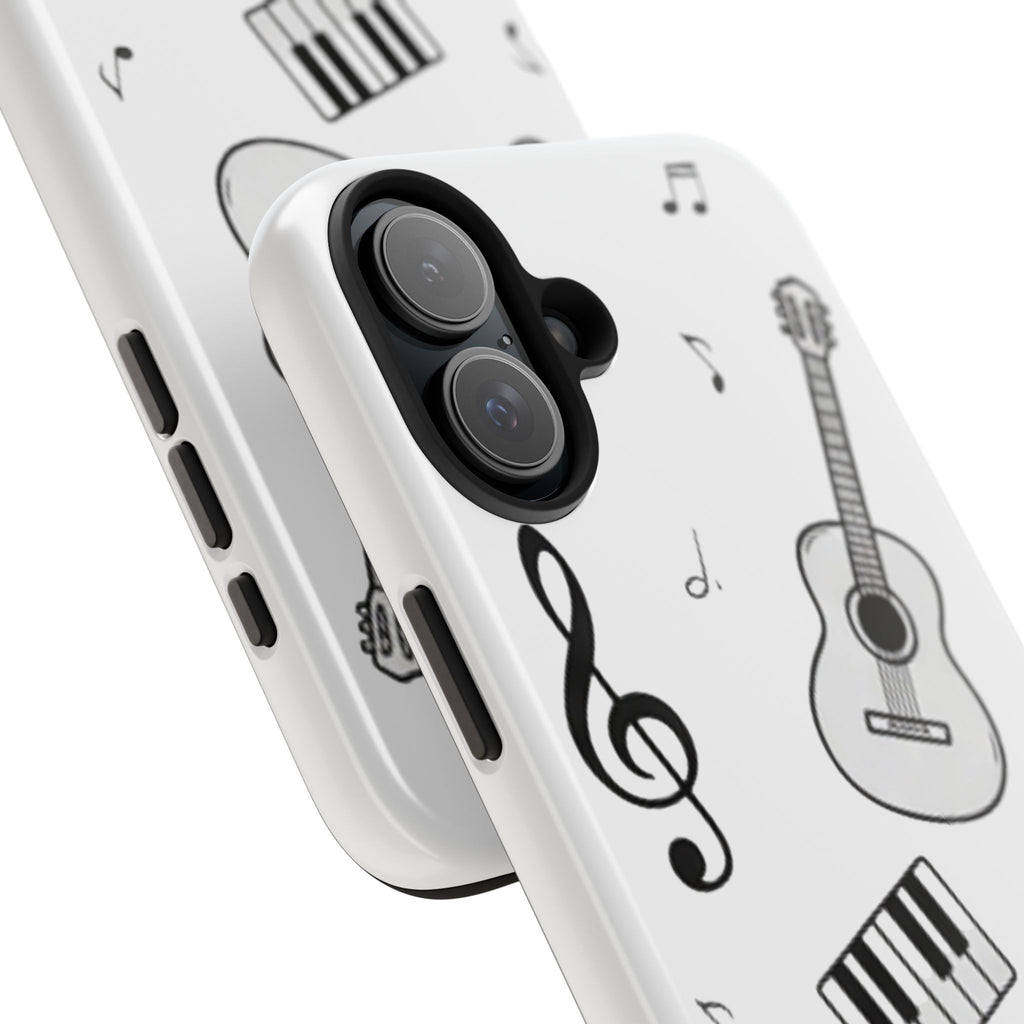 Black Music Icons Tough Phone Case | Guitar, Microphone, Keyboard, Headphones