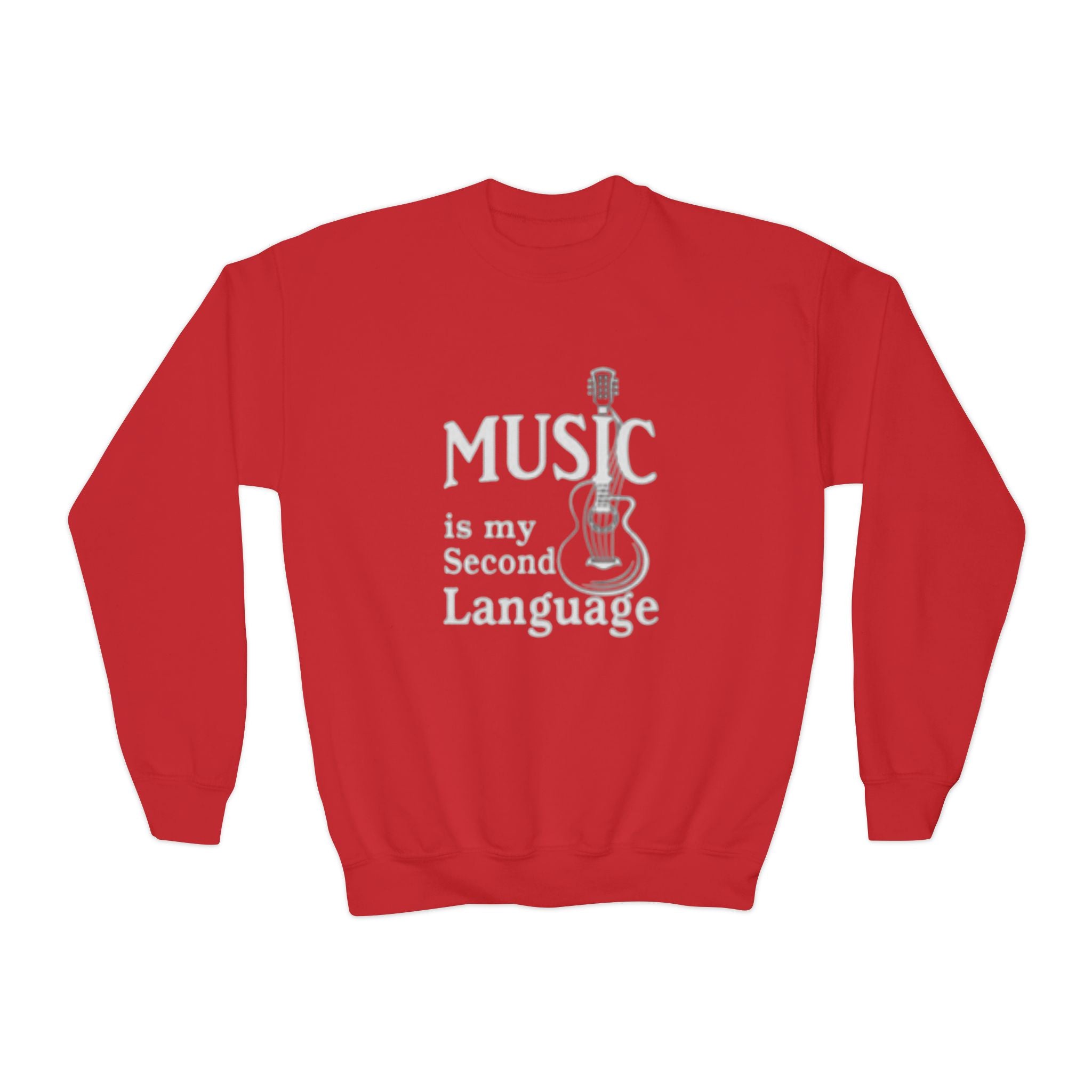 Youth Sweatshirt - "Music Is My Second Language" Guitar Crewneck