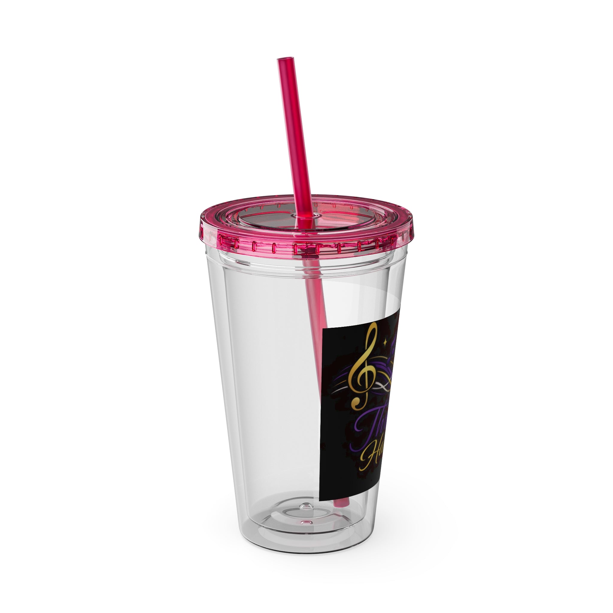 Thread & Harmony 16oz Tumbler with Straw – Music Note Graphic