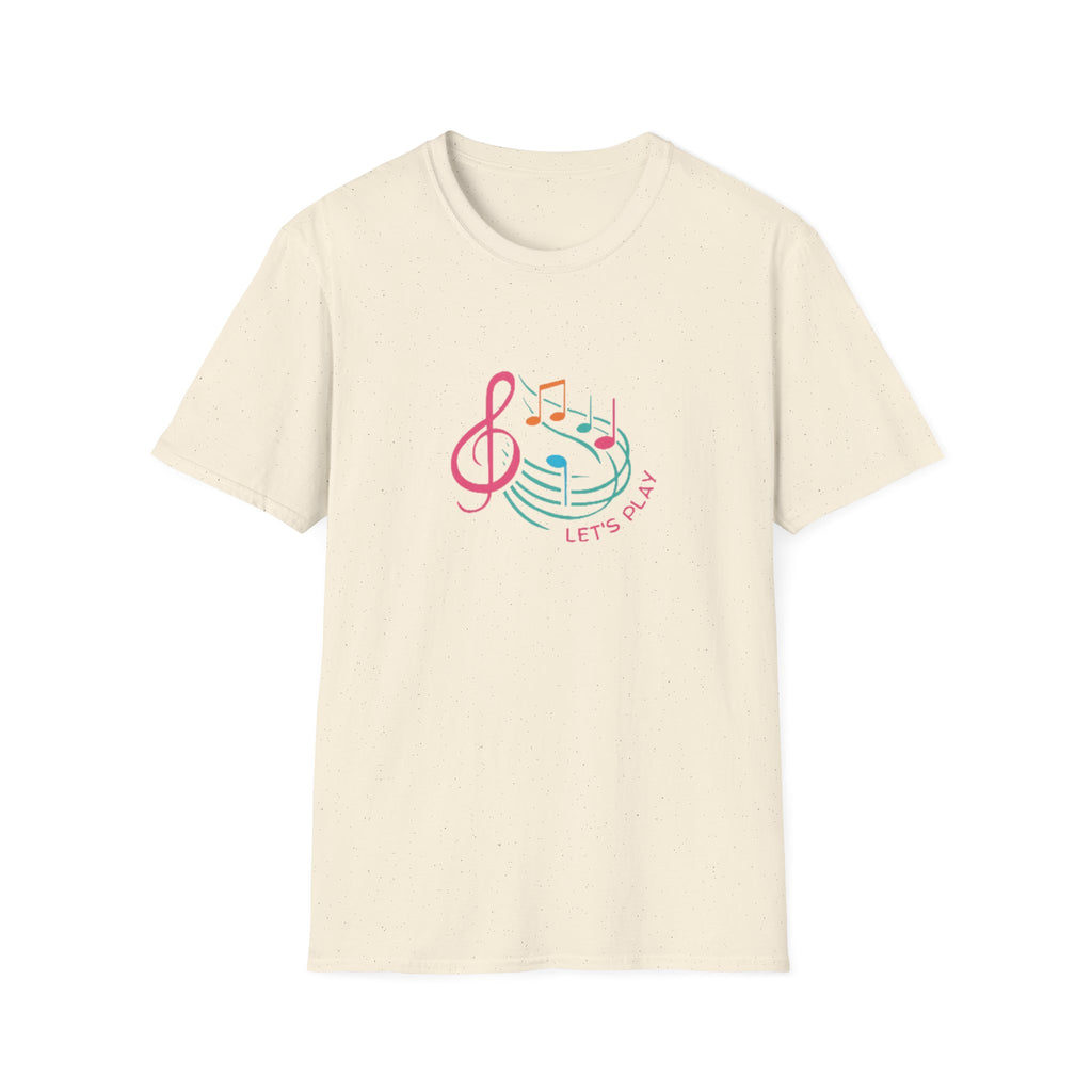 Let's Play Music T-Shirt — Colorful Treble Clef & Notes Graphic