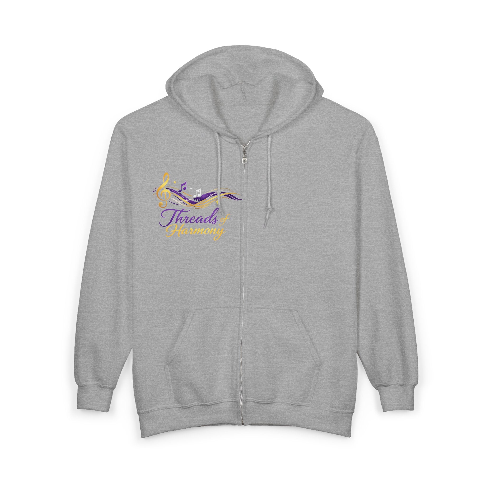 Threads of Harmony Zip Hoodie — Music Note Choir Apparel