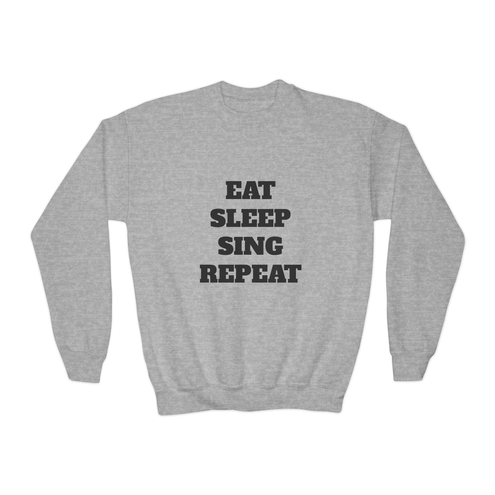 Youth Crewneck Sweatshirt – "Eat Sleep Sing Repeat" Kids Music Lover Pullover