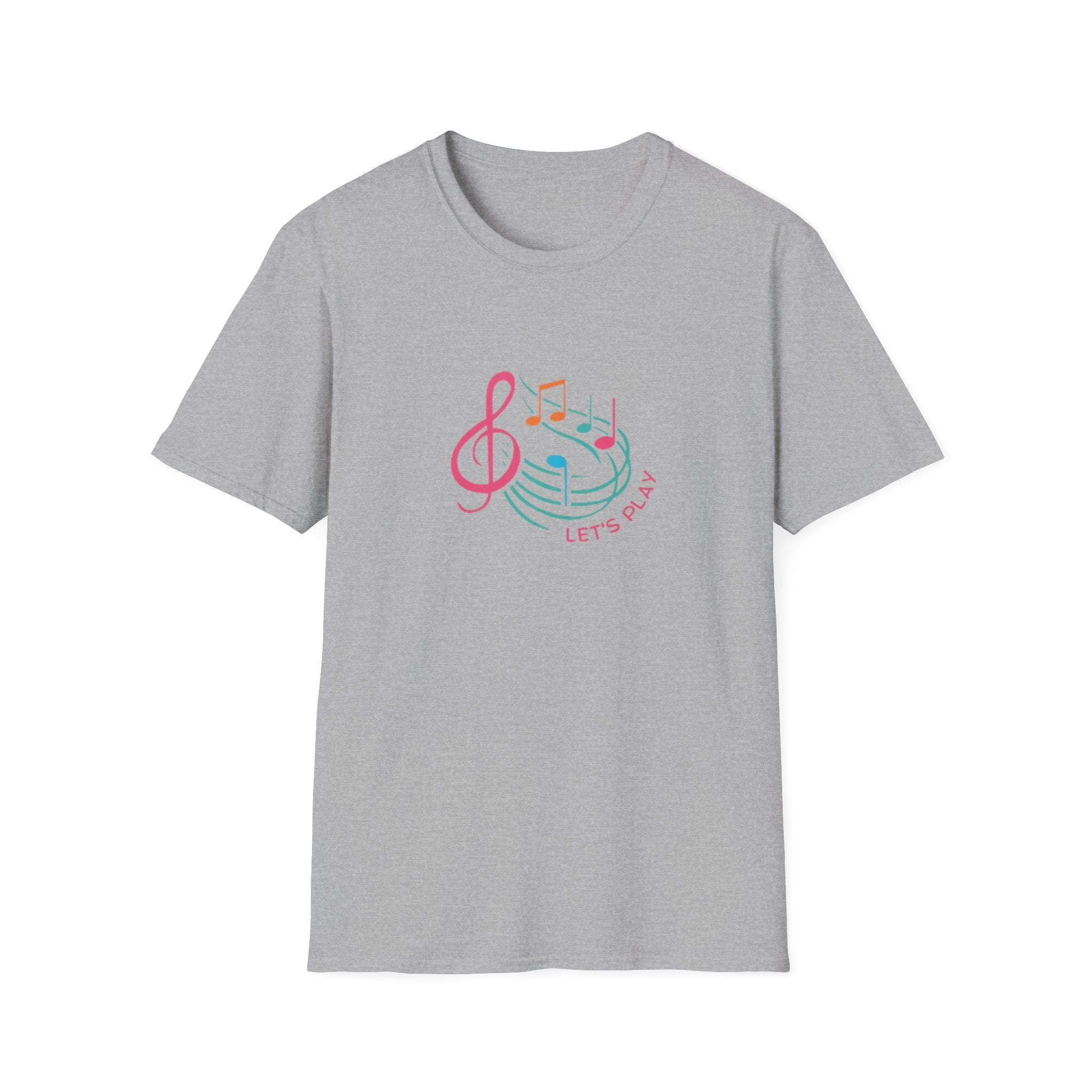 Let's Play Music T-Shirt — Colorful Treble Clef & Notes Graphic