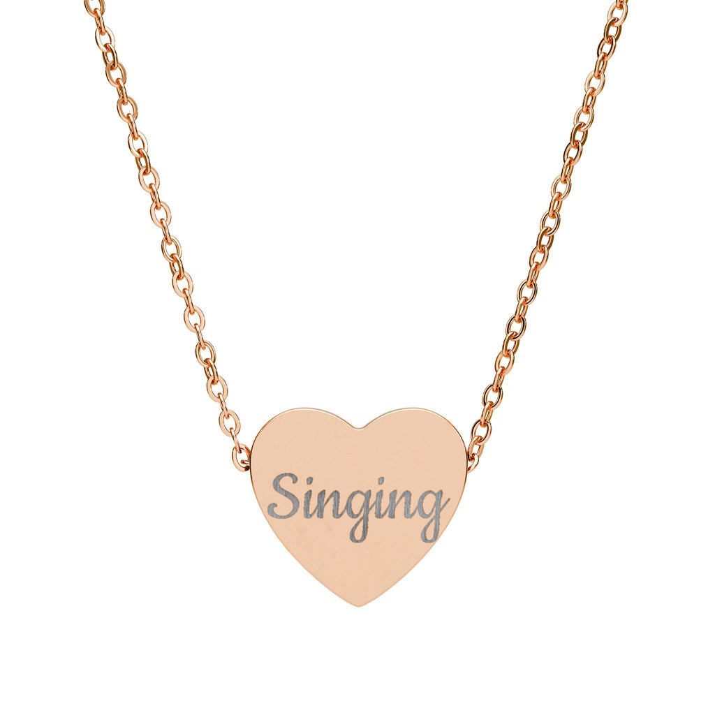 Engraved 'Singing' Heart Necklace — Personalized Music Lover Pendant