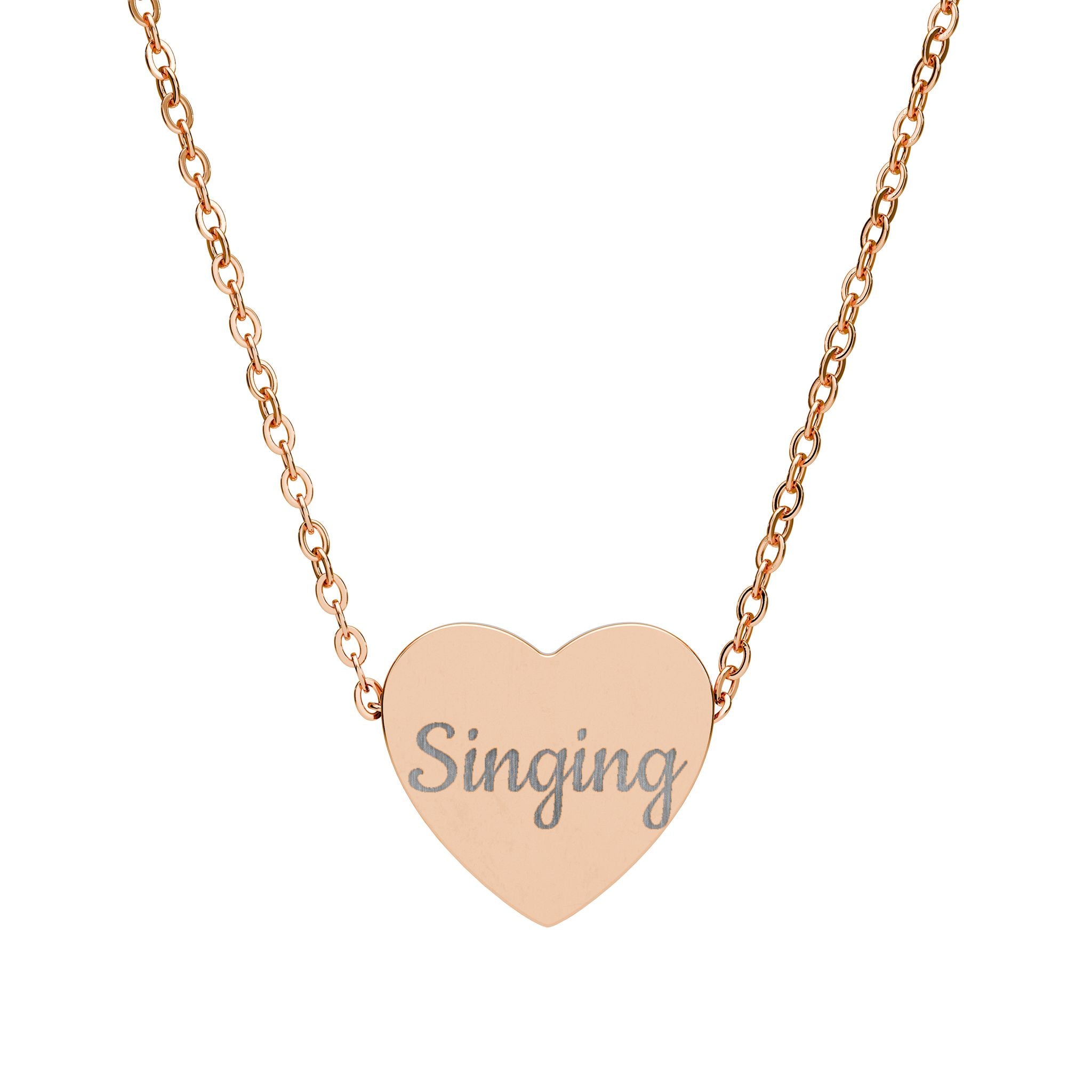 Engraved 'Singing' Heart Necklace — Personalized Music Lover Pendant