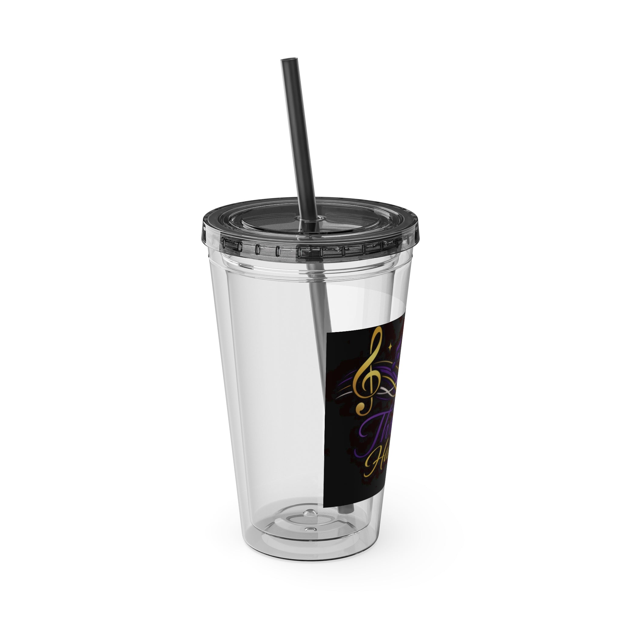 Thread & Harmony 16oz Tumbler with Straw – Music Note Graphic