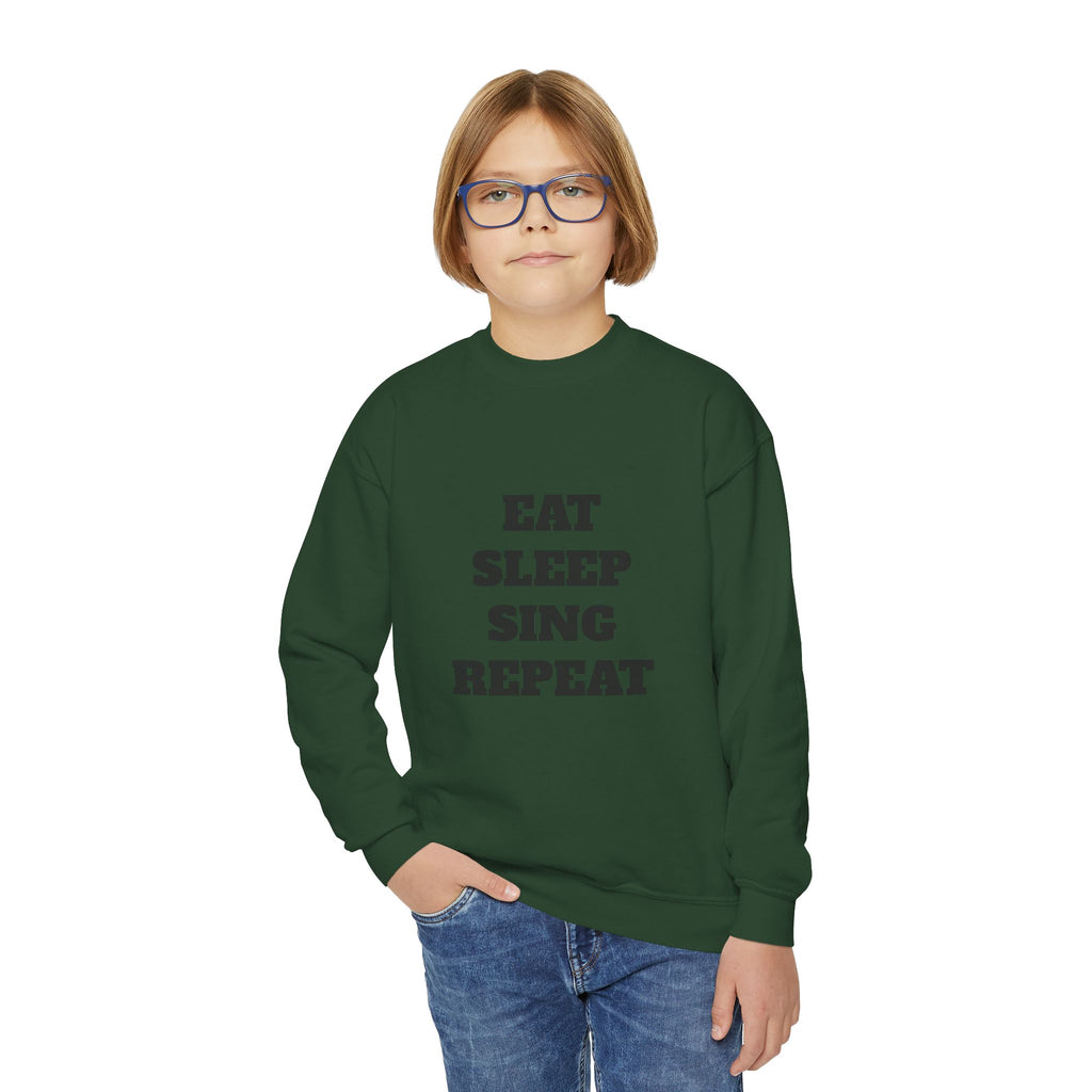 Youth Crewneck Sweatshirt – "Eat Sleep Sing Repeat" Kids Music Lover Pullover