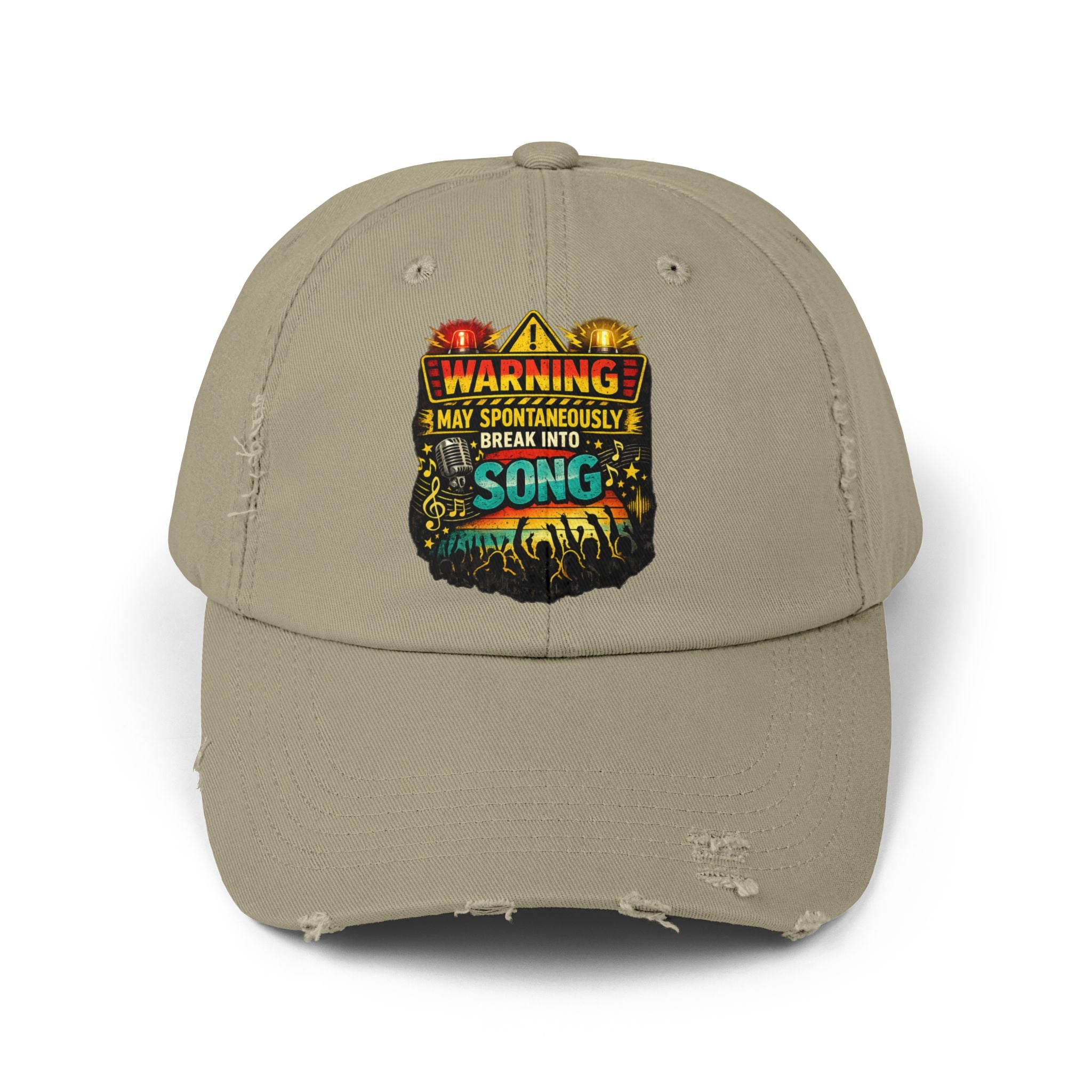 Distressed Cap — "Warning I May Spontaneously Break Into Song" Music Lover Hat