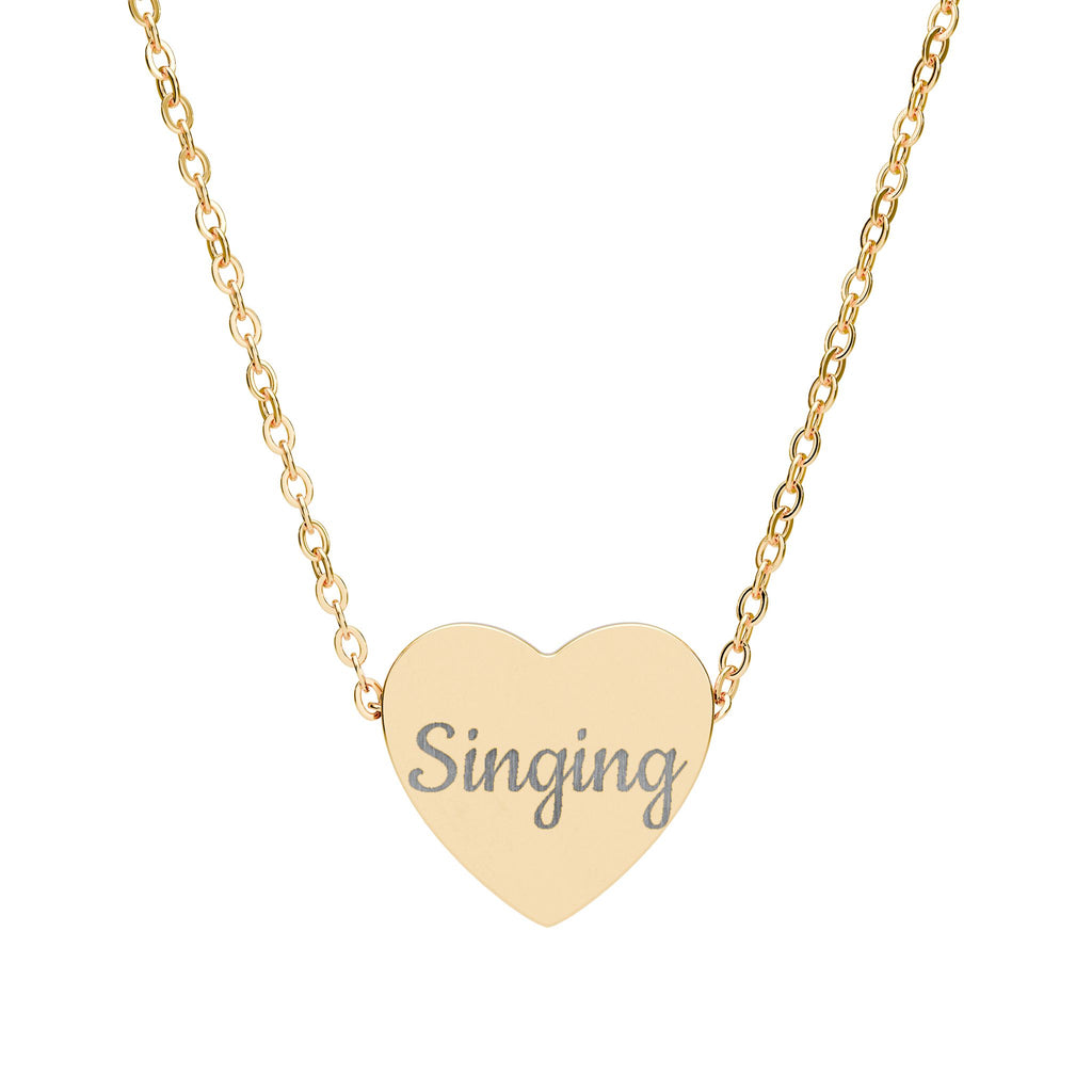 Engraved 'Singing' Heart Necklace — Personalized Music Lover Pendant